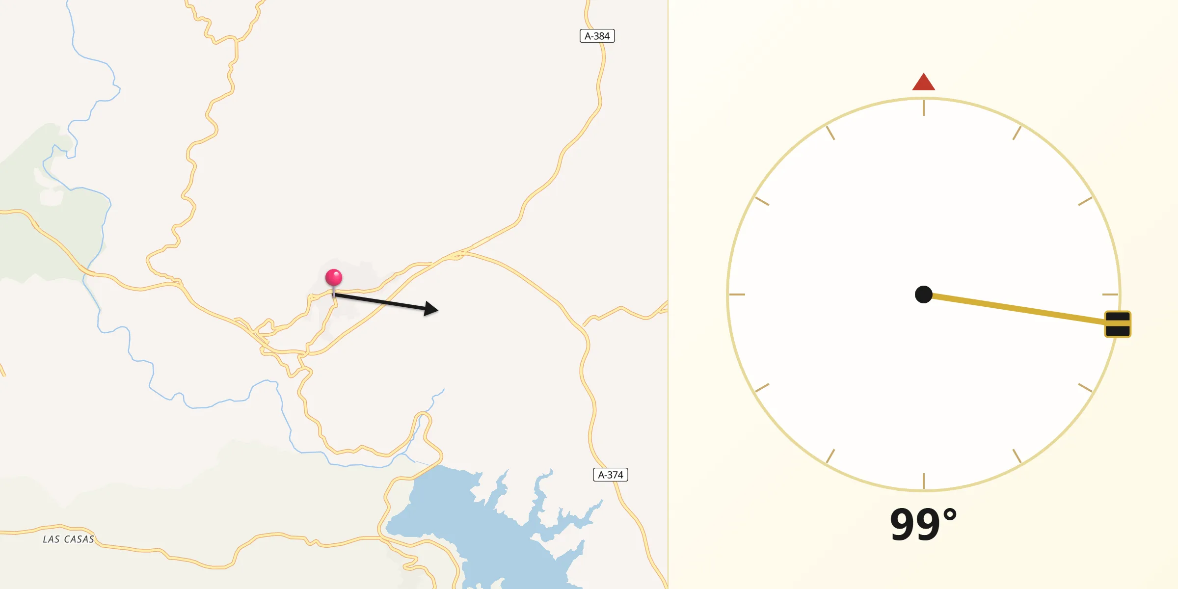 Dirección de la Qibla desde Algodonales
