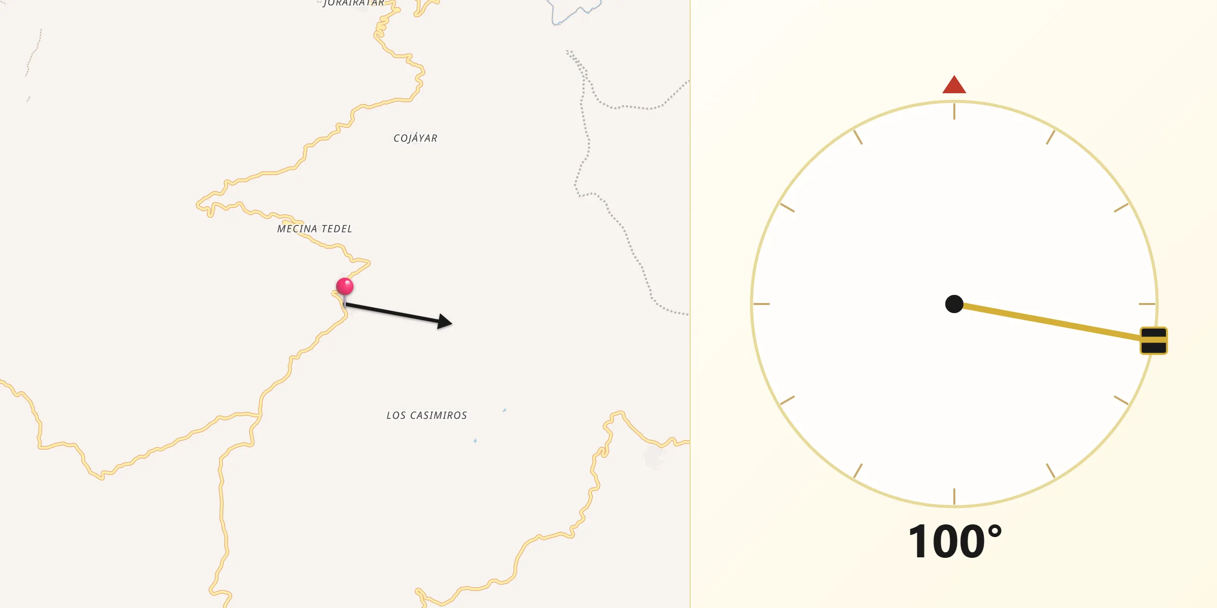 Dirección de la Qibla desde Murtas