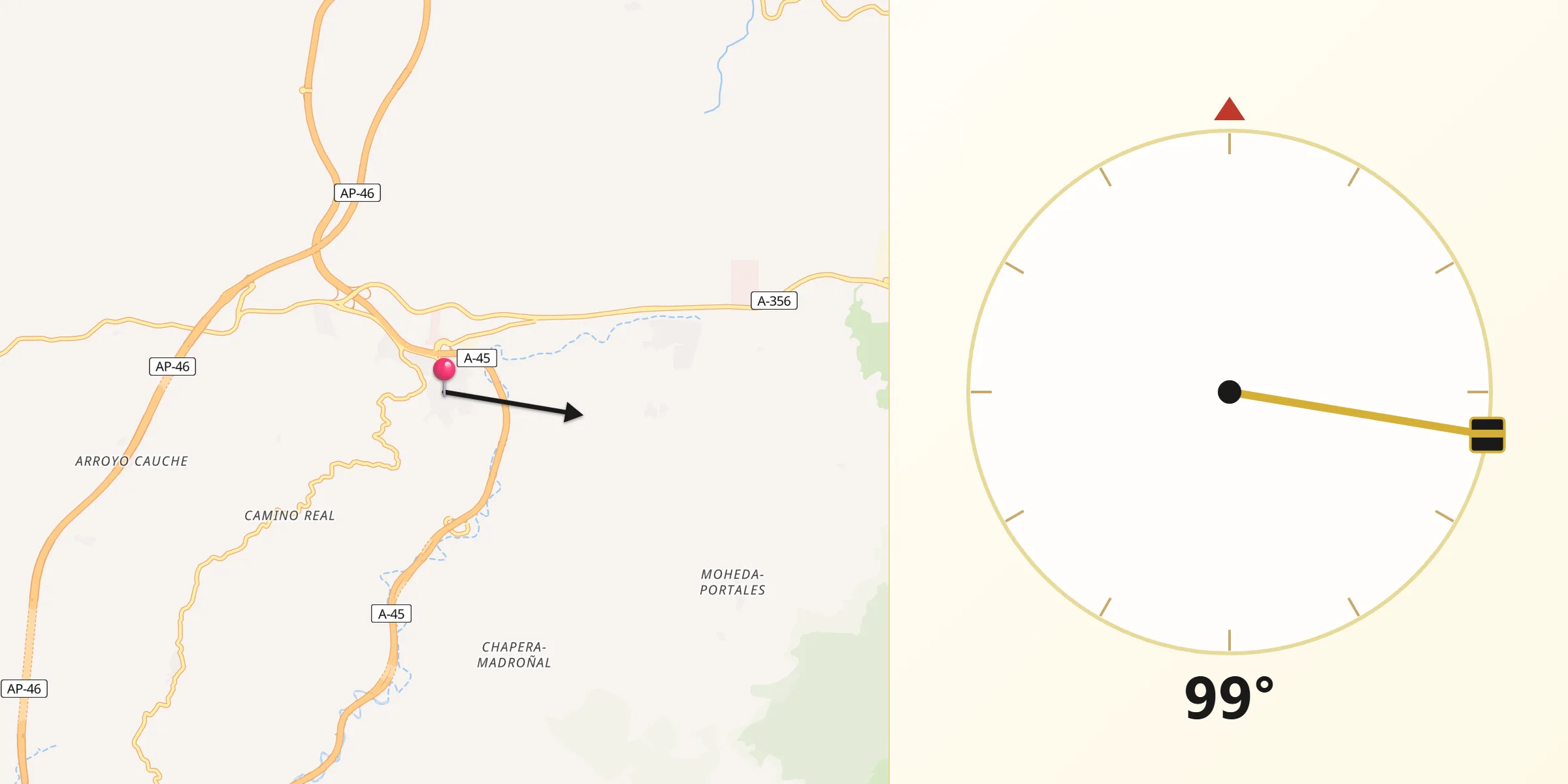 Dirección de la Qibla desde Casabermeja