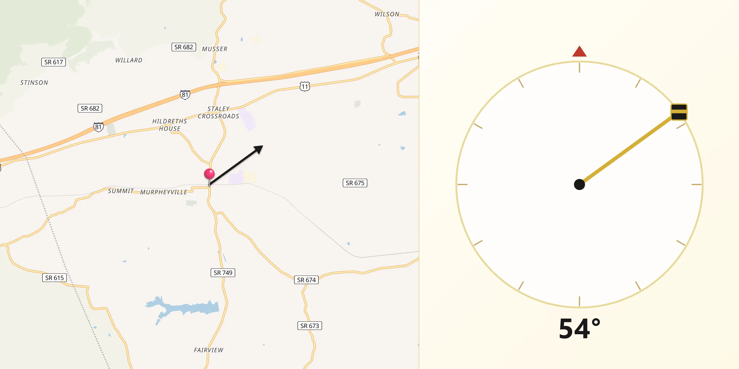 Qibla Direction from Rural Retreat