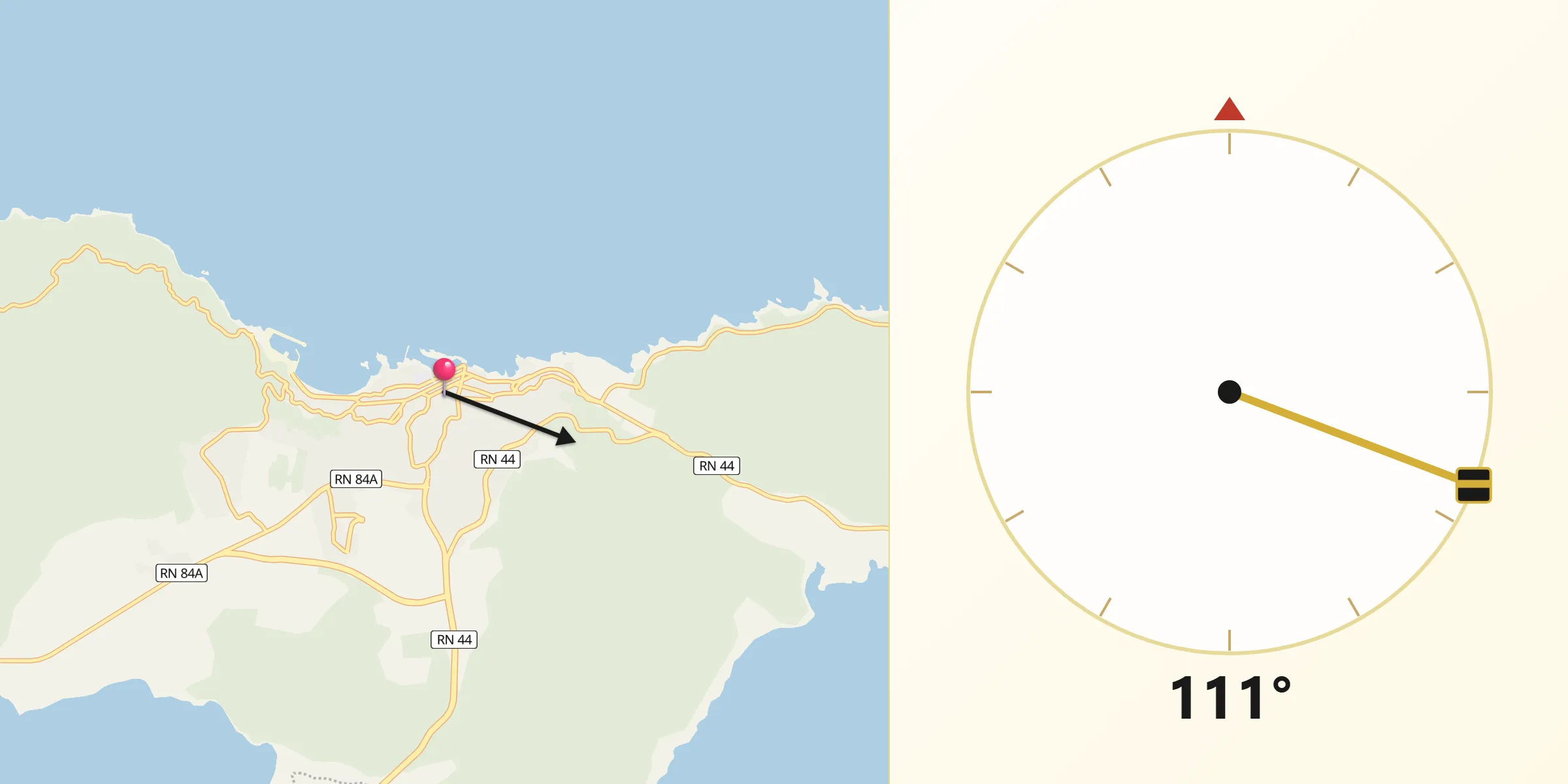 Direction vers la Qibla depuis La Calle