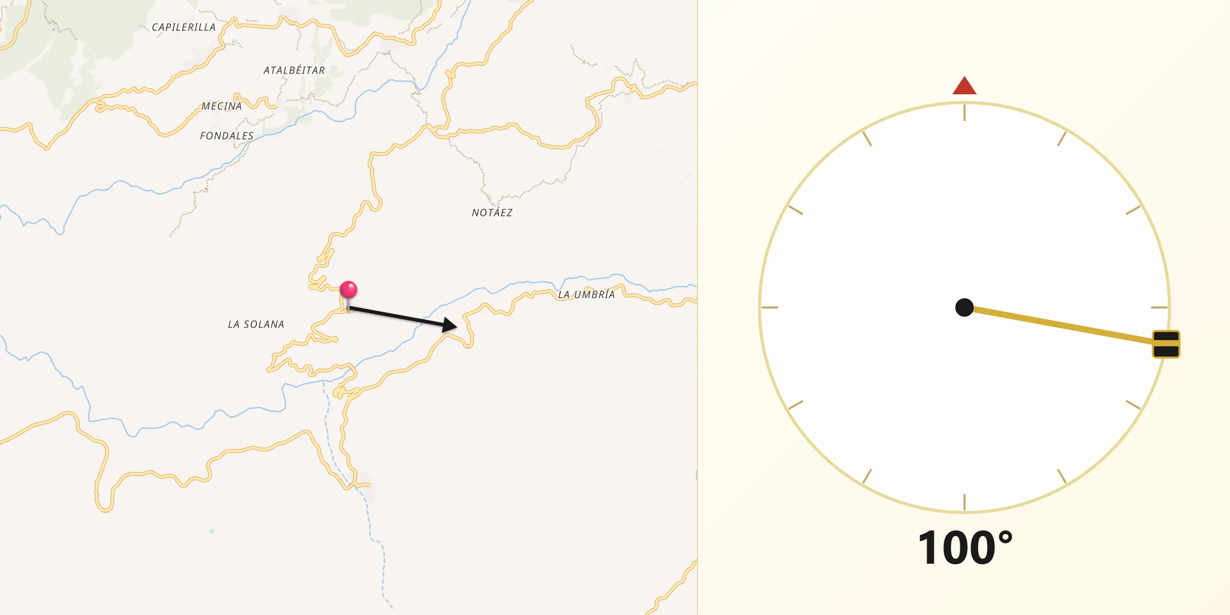 Dirección de la Qibla desde Almegíjar