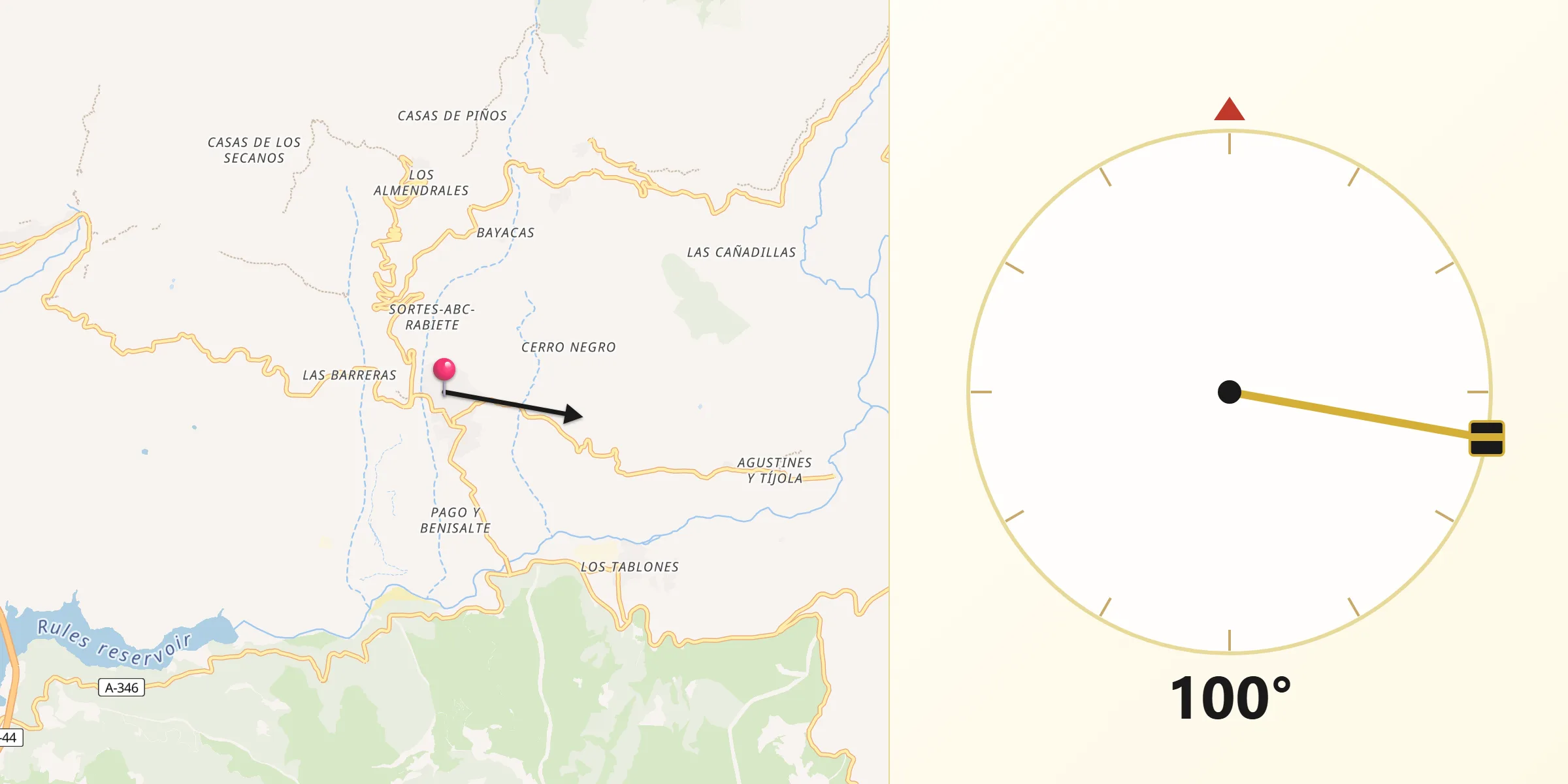 Dirección de la Qibla desde Órgiva