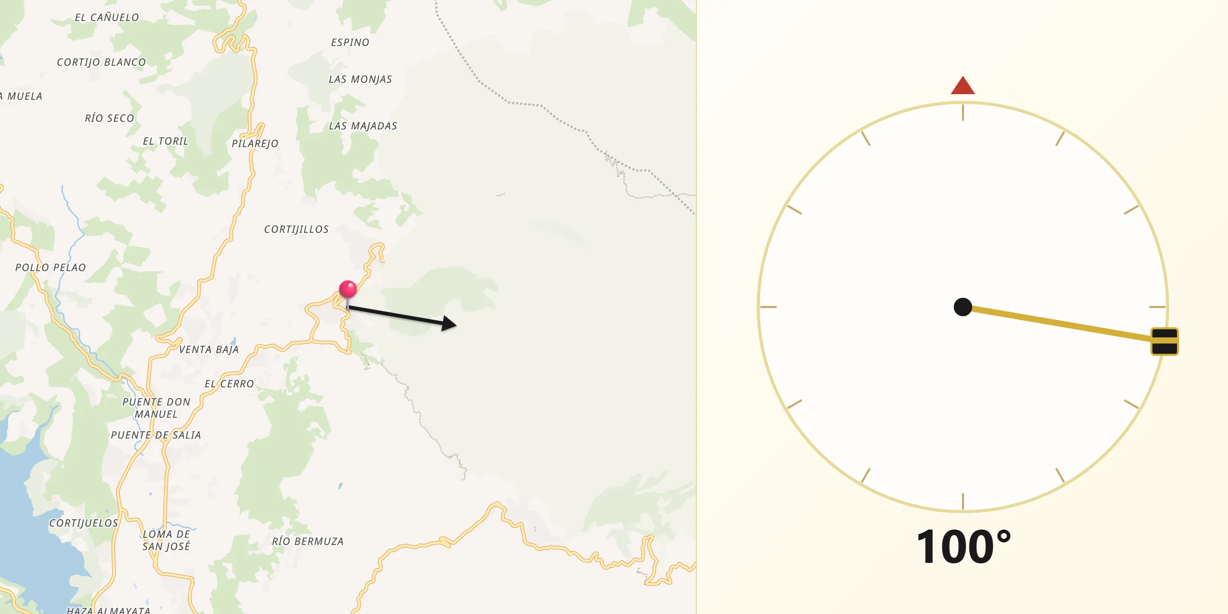 Dirección de la Qibla desde Alcaucín