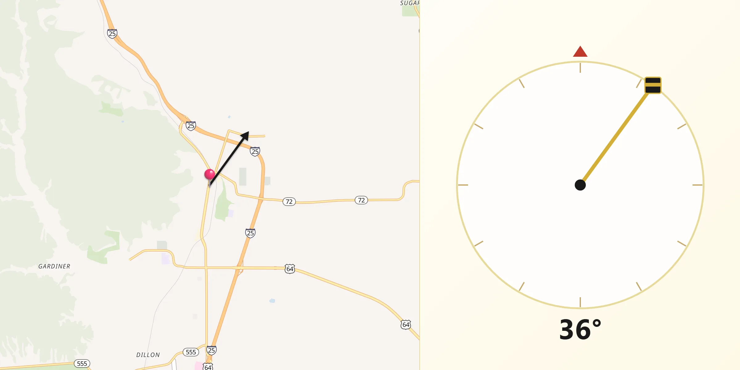Qibla Direction from Raton
