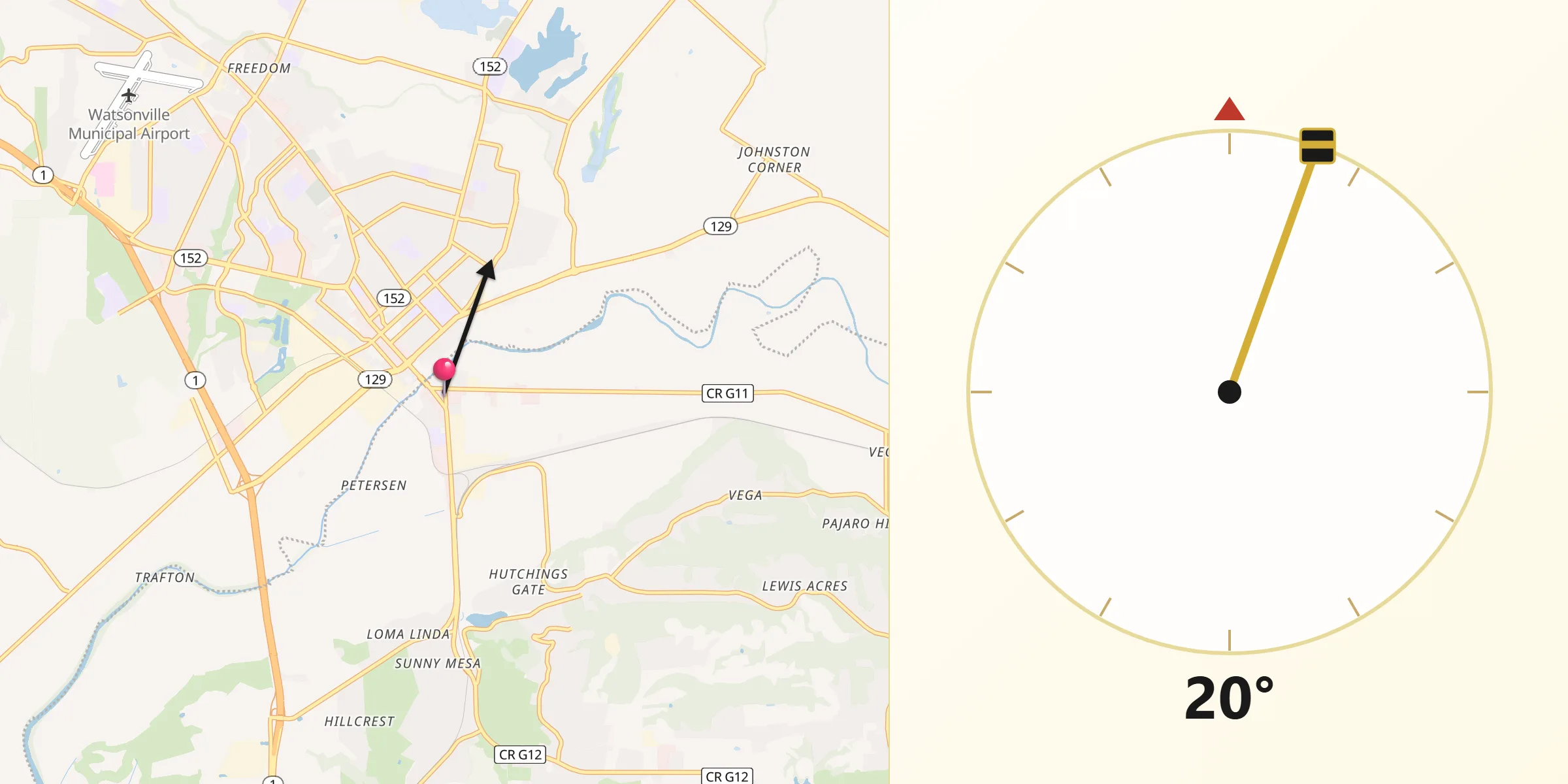 Qibla Direction from Pajaro