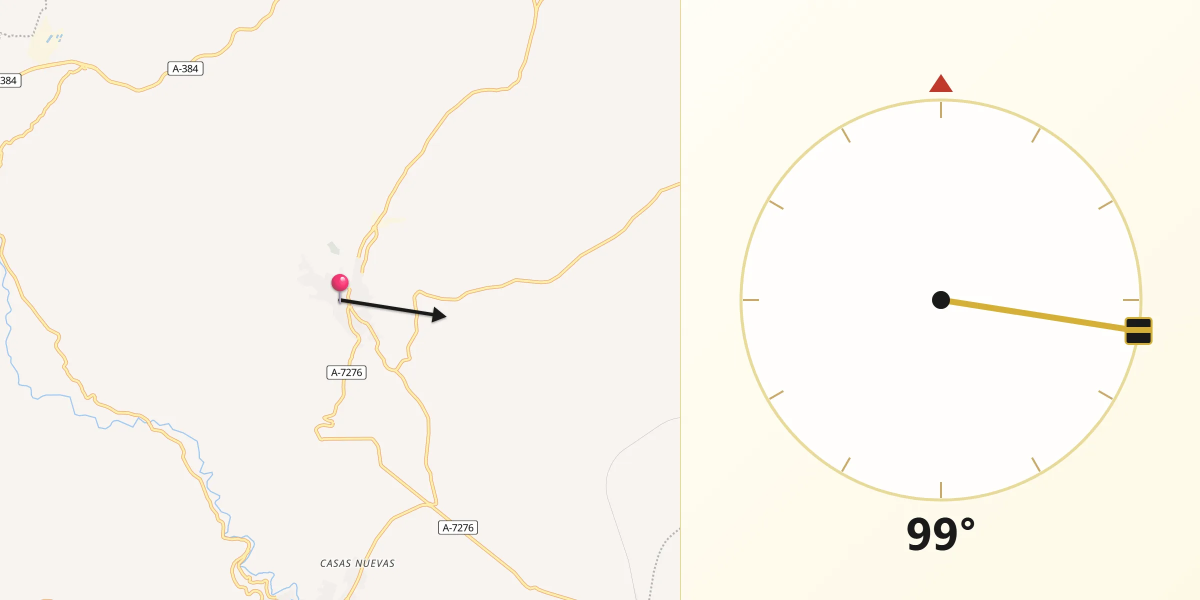 Dirección de la Qibla desde Alcalá del Valle