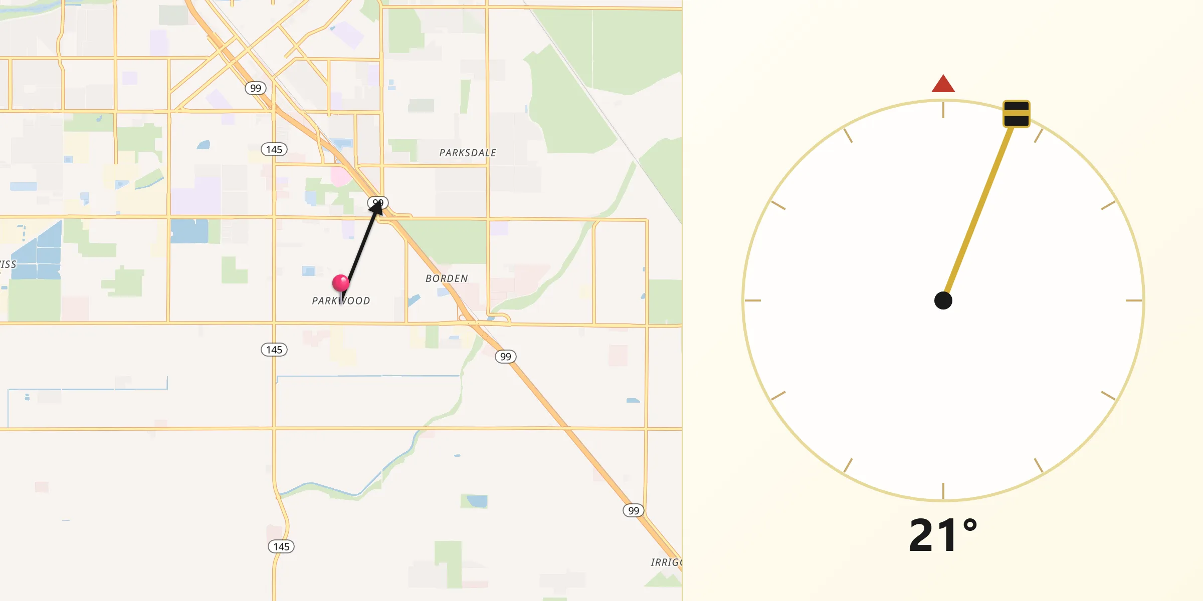 Qibla Direction from Parkwood