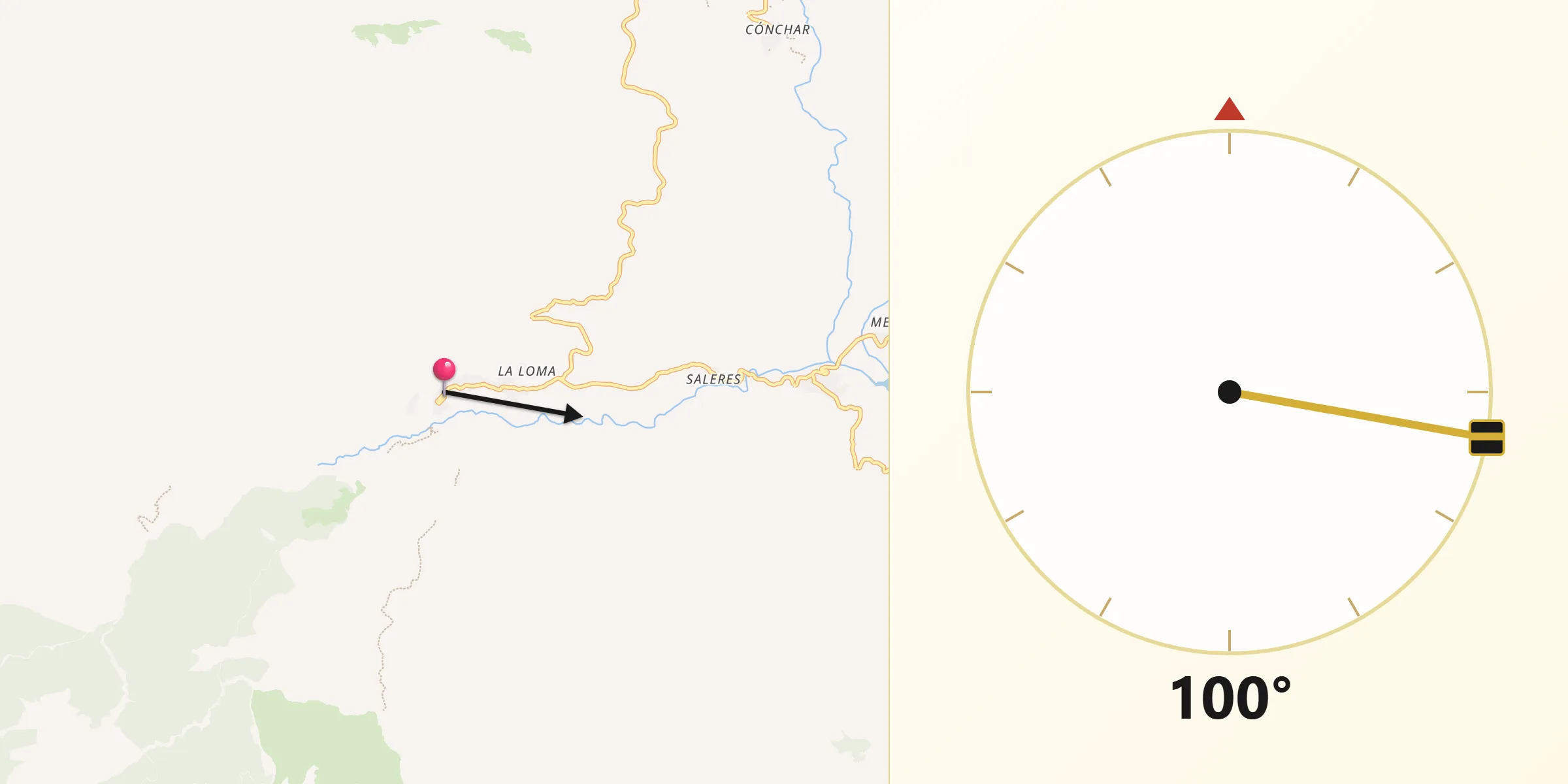 Dirección de la Qibla desde Albuñuelas