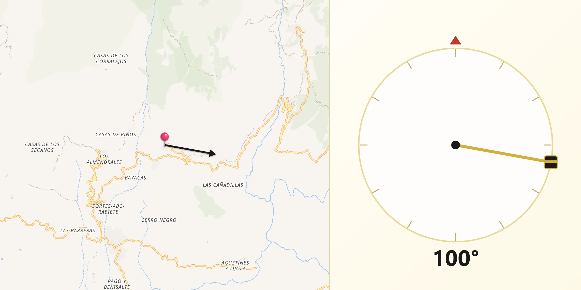 Dirección de la Qibla desde Soportújar