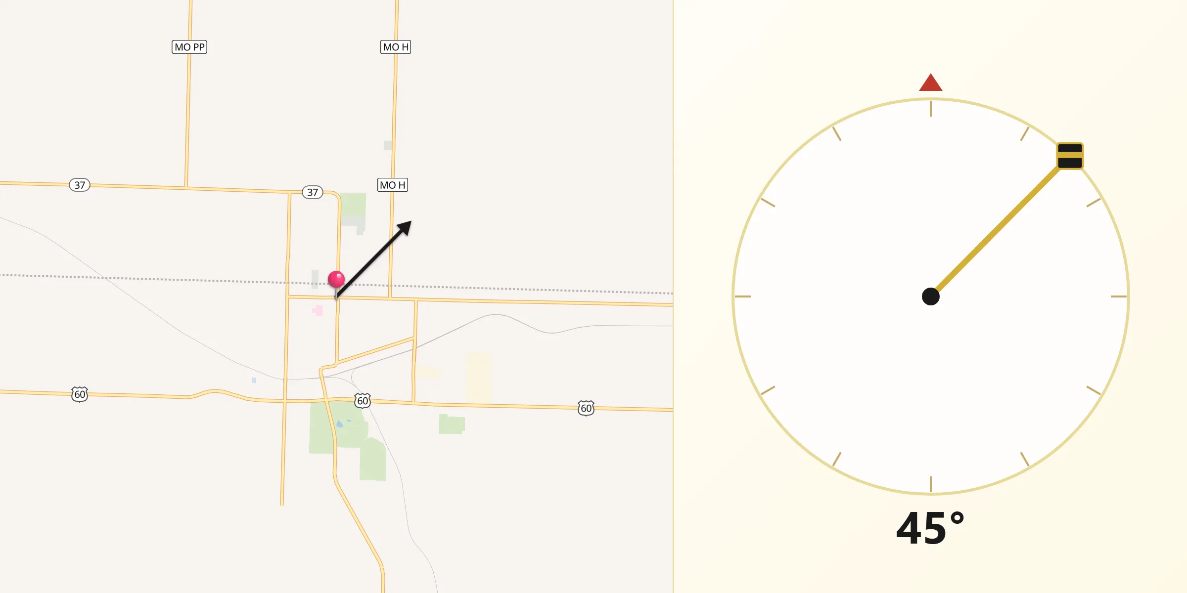 Qibla Direction from Monett