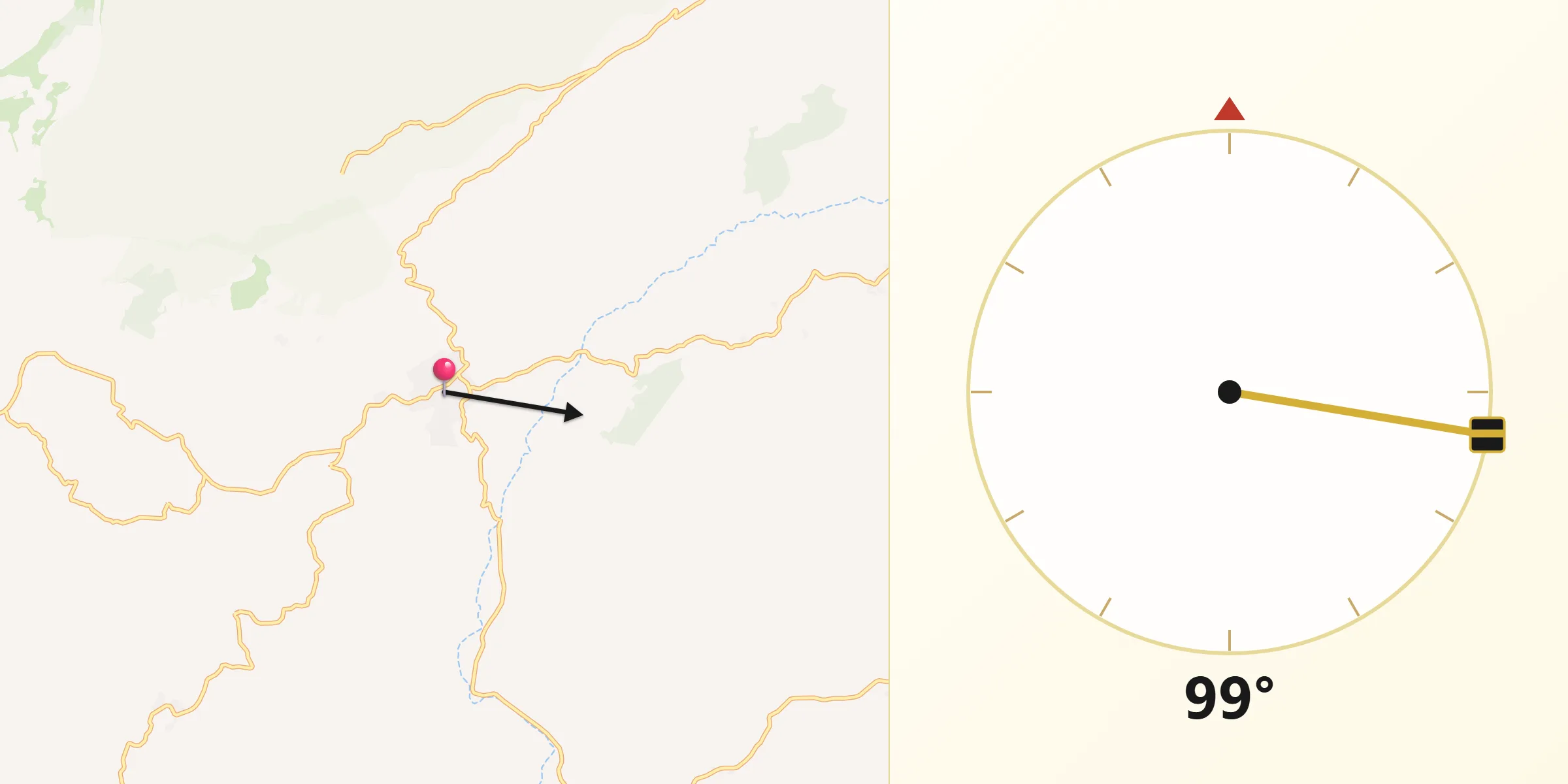Dirección de la Qibla desde Villanueva de la Concepción