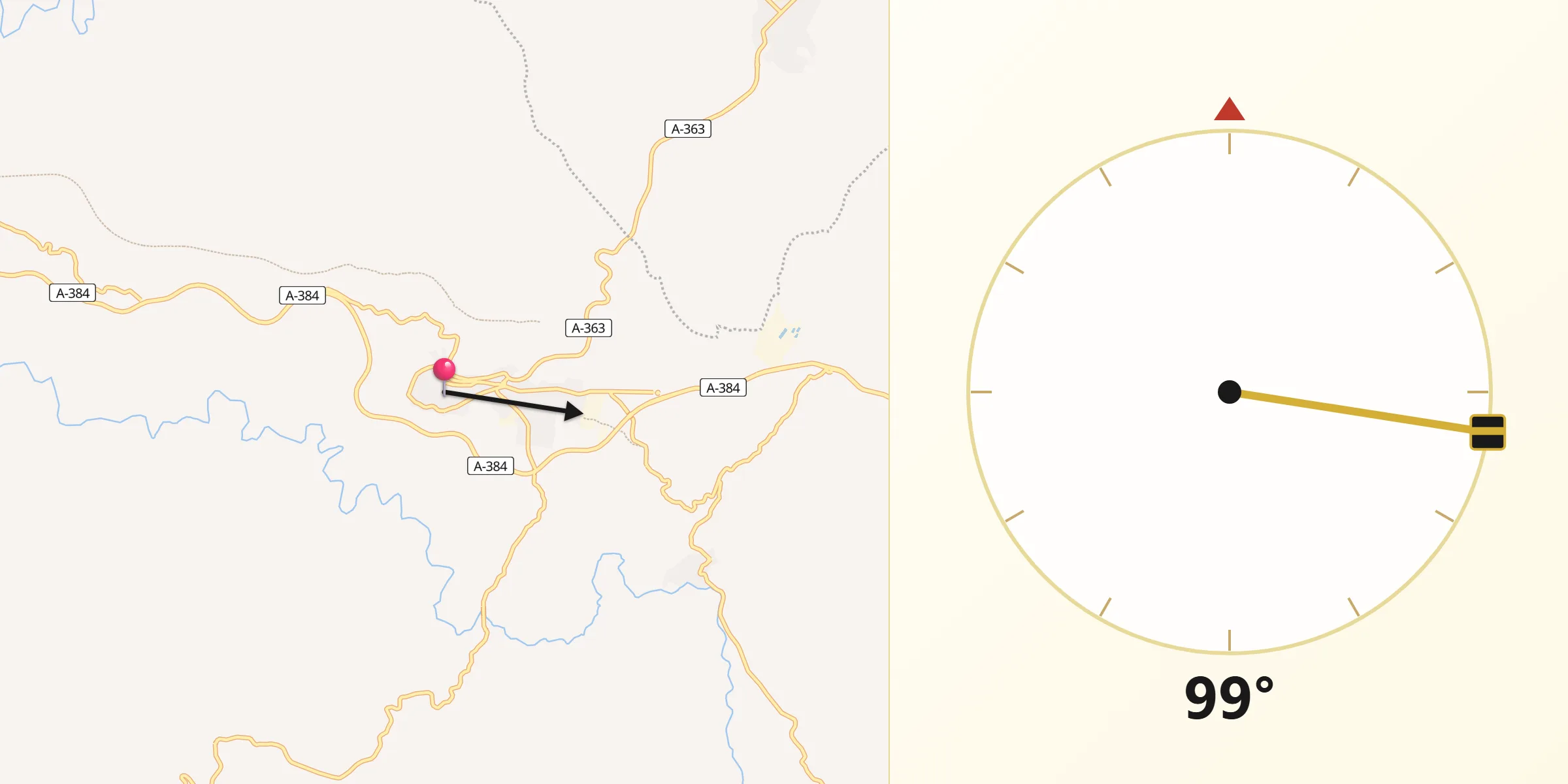 Dirección de la Qibla desde Olvera