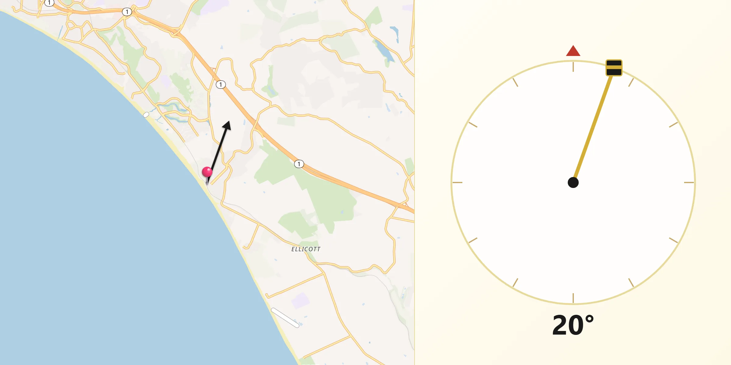 Qibla Direction from La Selva Beach
