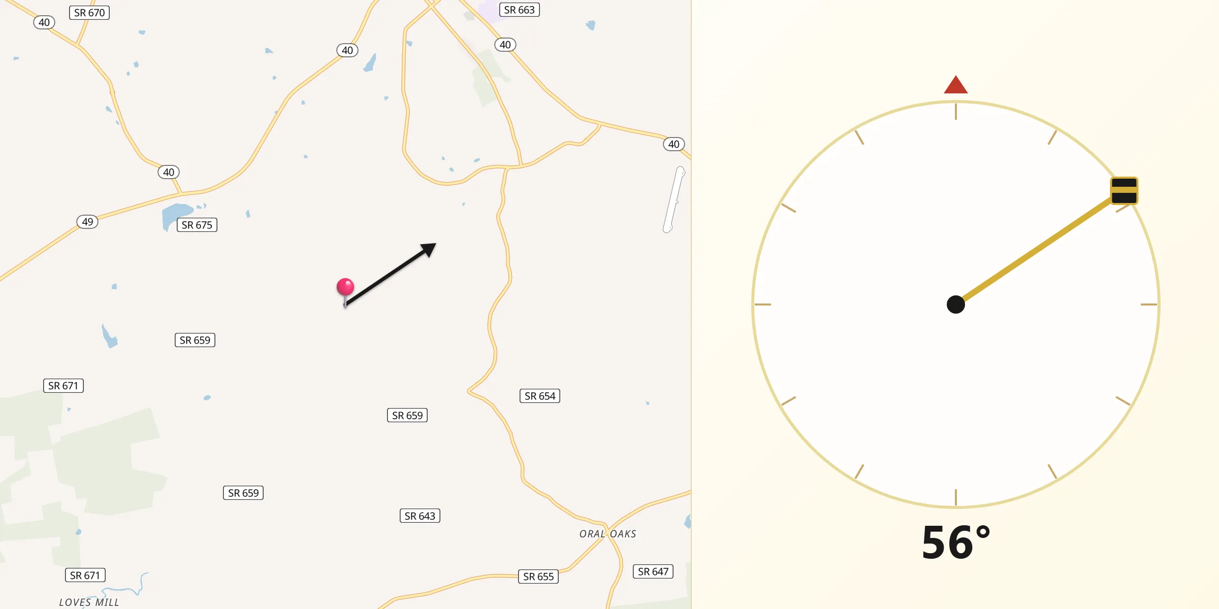 Qibla Direction from Lunenburg County