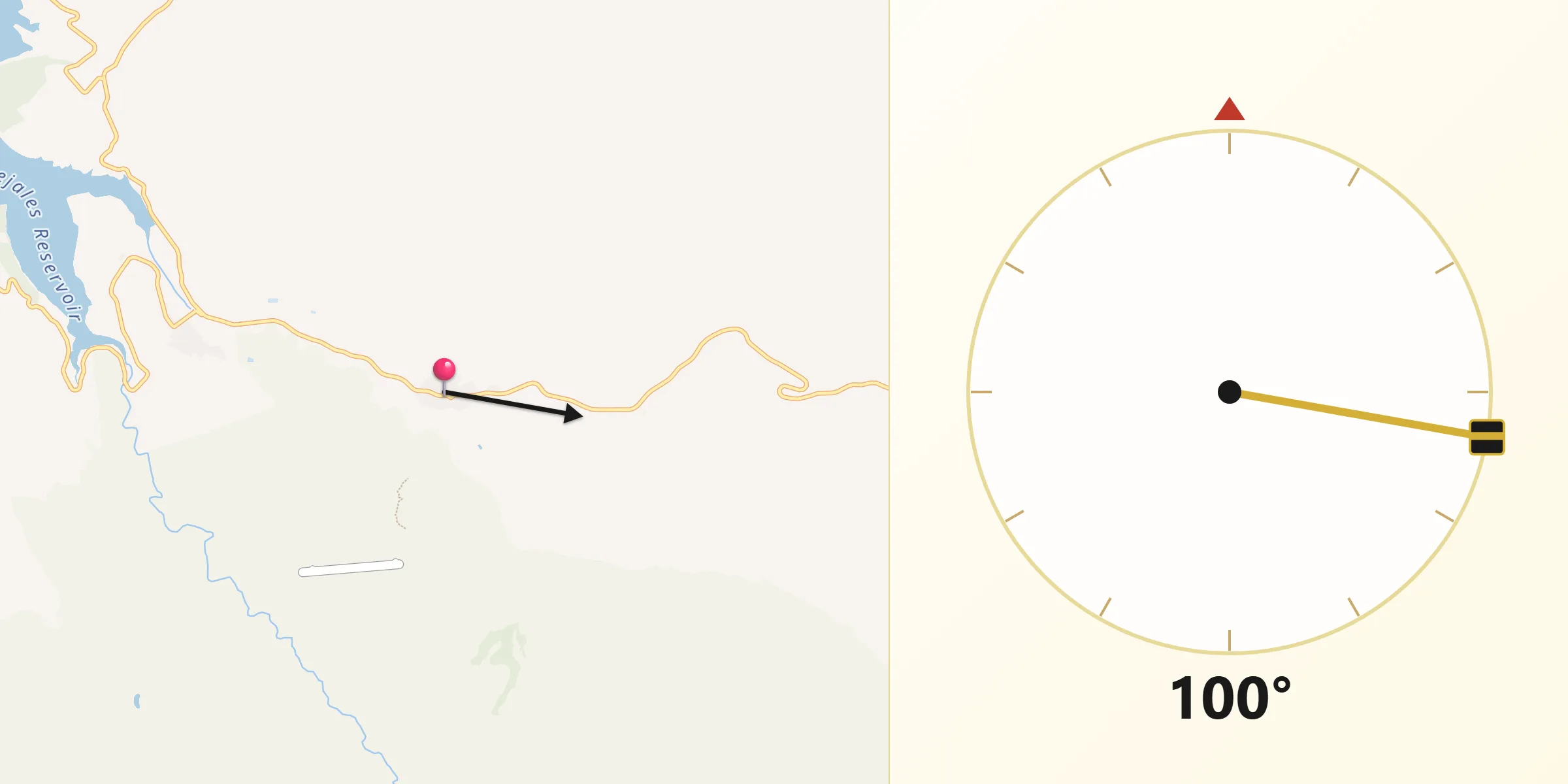 Dirección de la Qibla desde Jayena