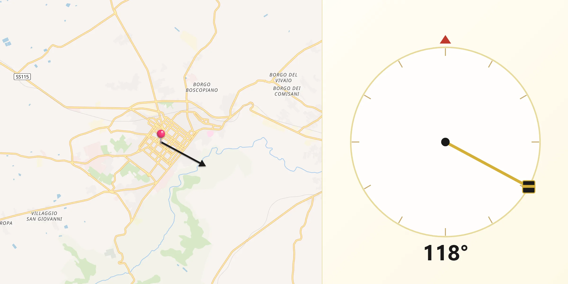 Direzione della Qibla da Vittoria