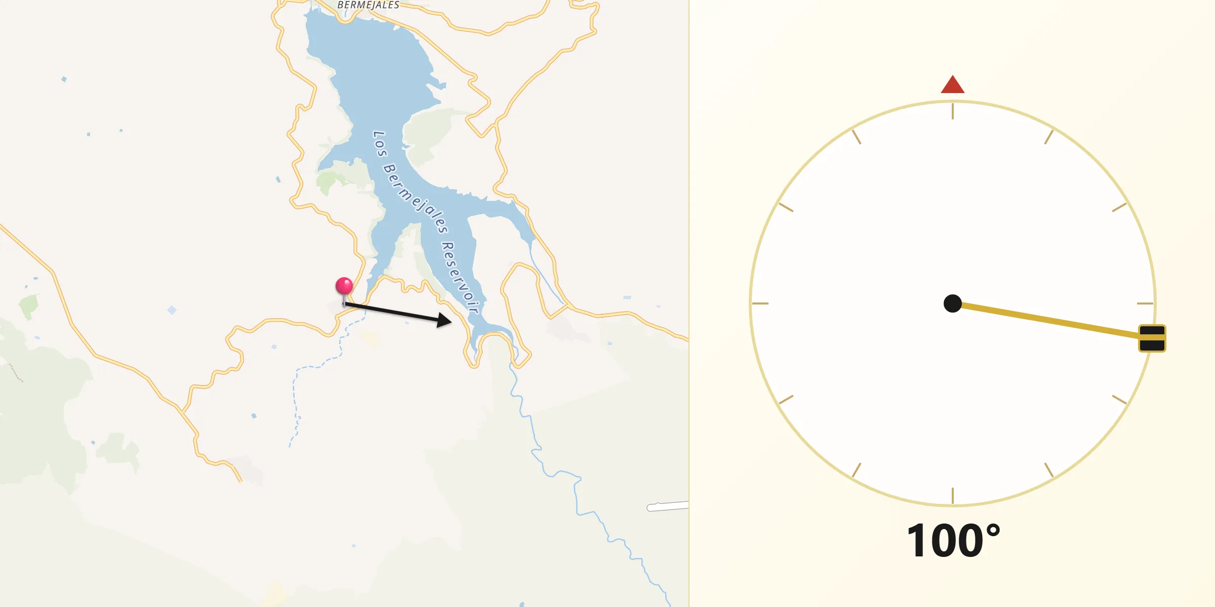 Dirección de la Qibla desde Arenas del Rey