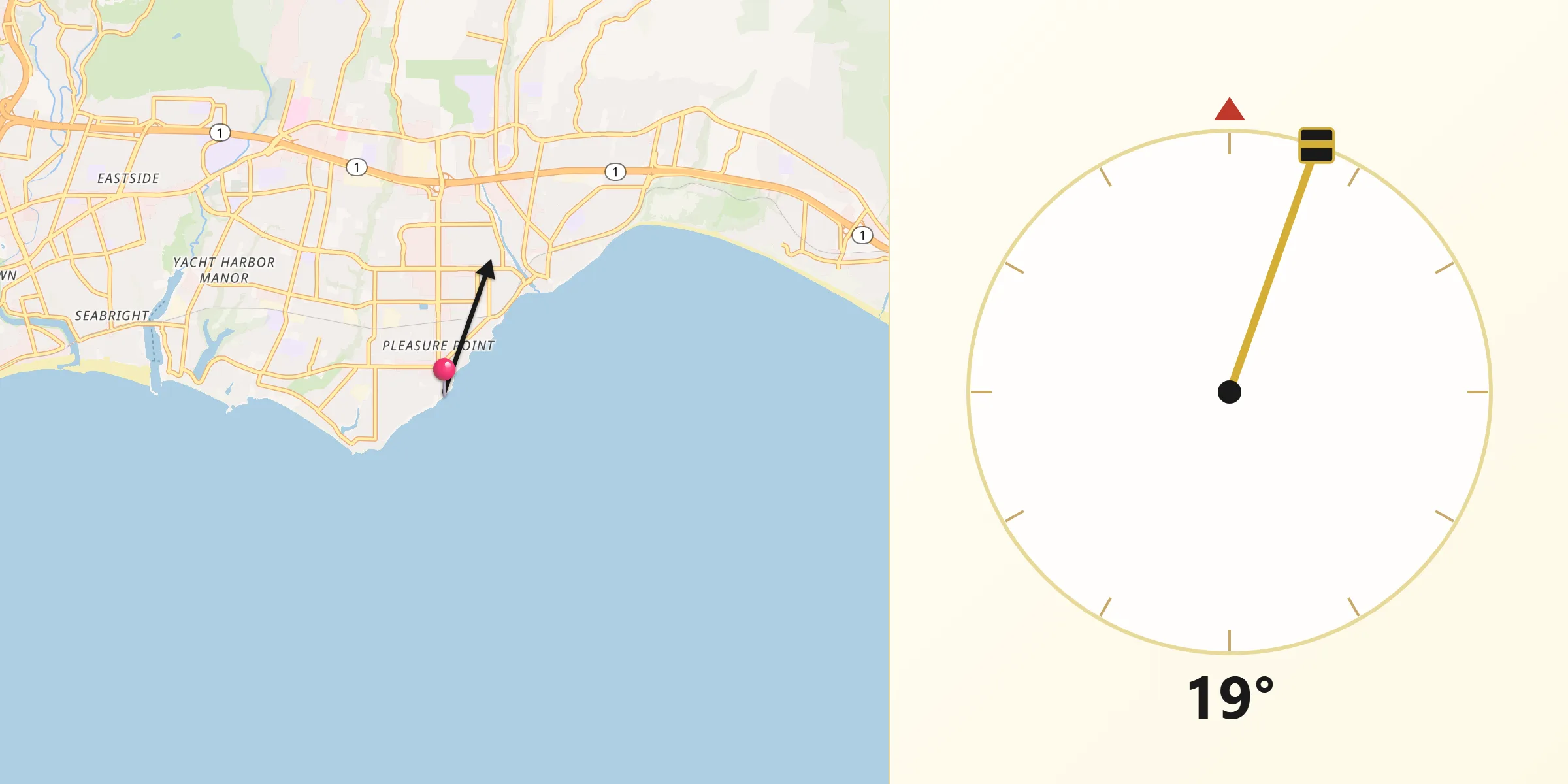 Qibla Direction from Opal Cliffs