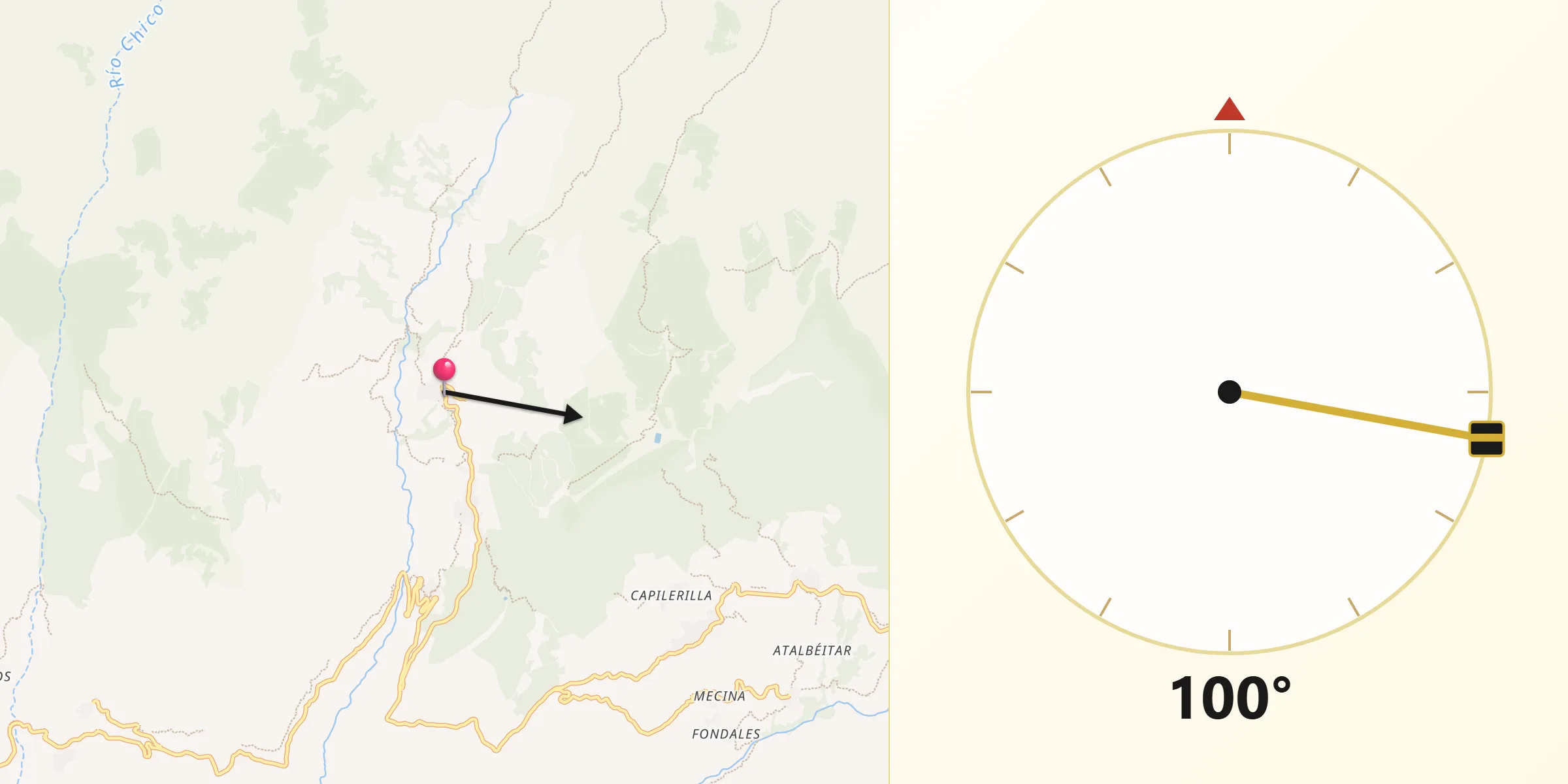Dirección de la Qibla desde Capileira