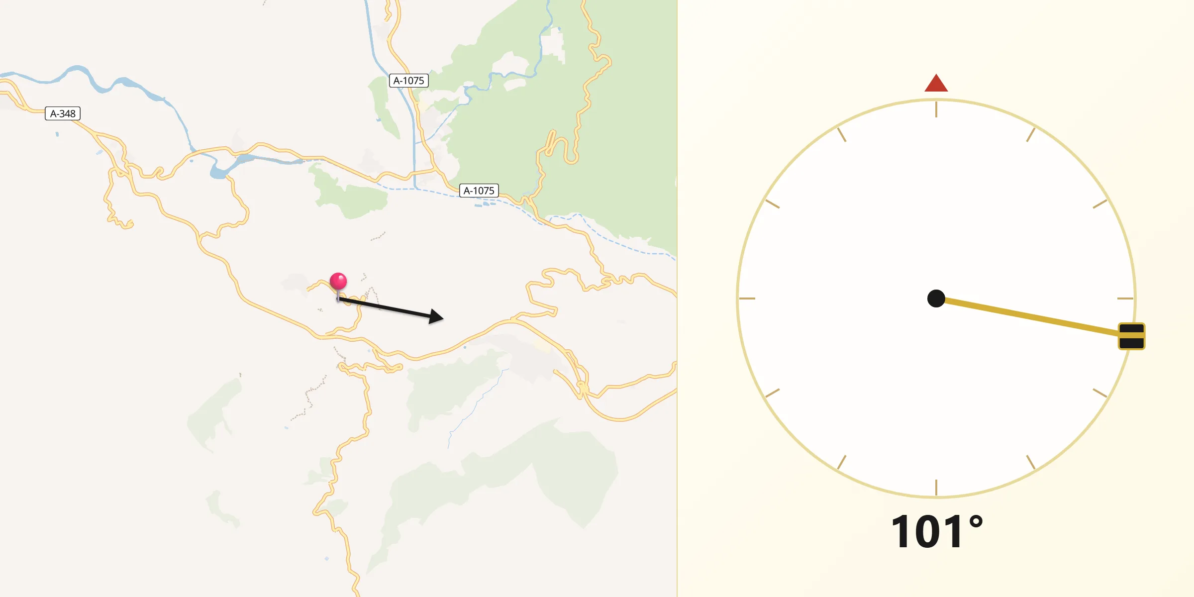 Dirección de la Qibla desde Alicún