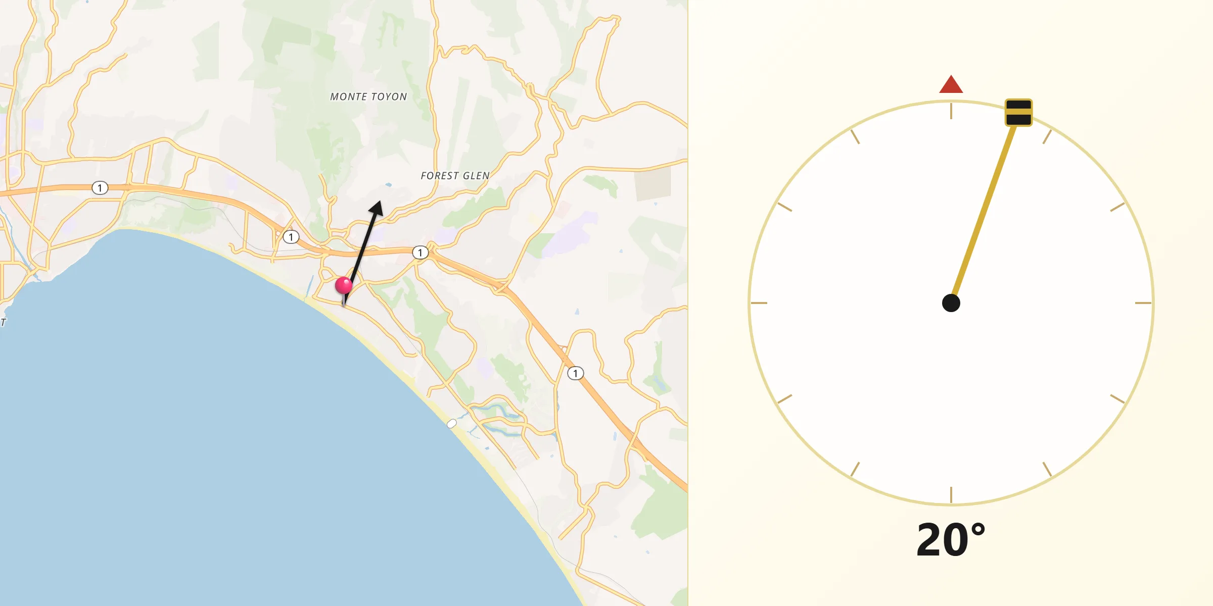 Qibla Direction from Rio Del Mar