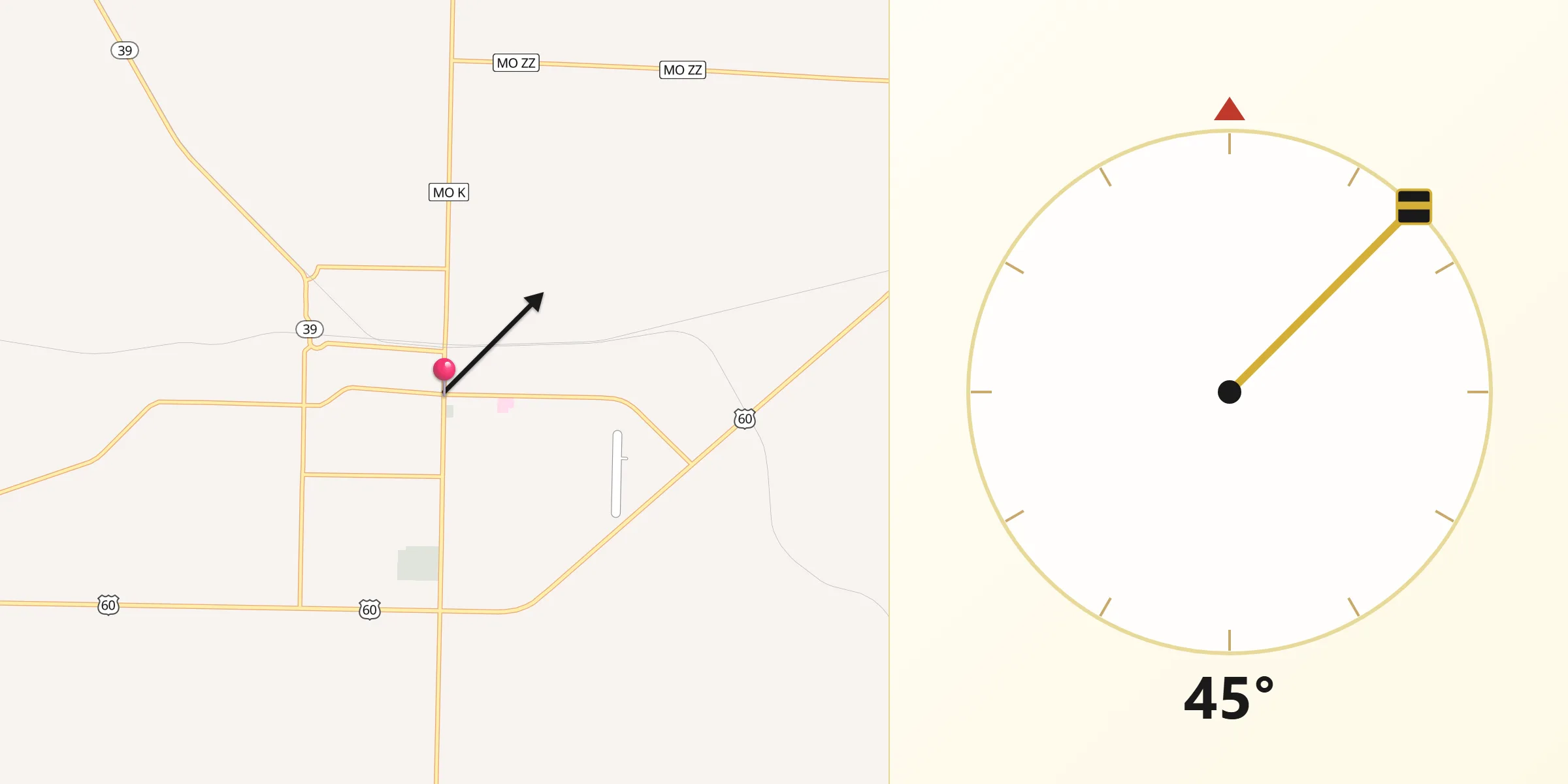 Dirección de la Qibla desde Aurora