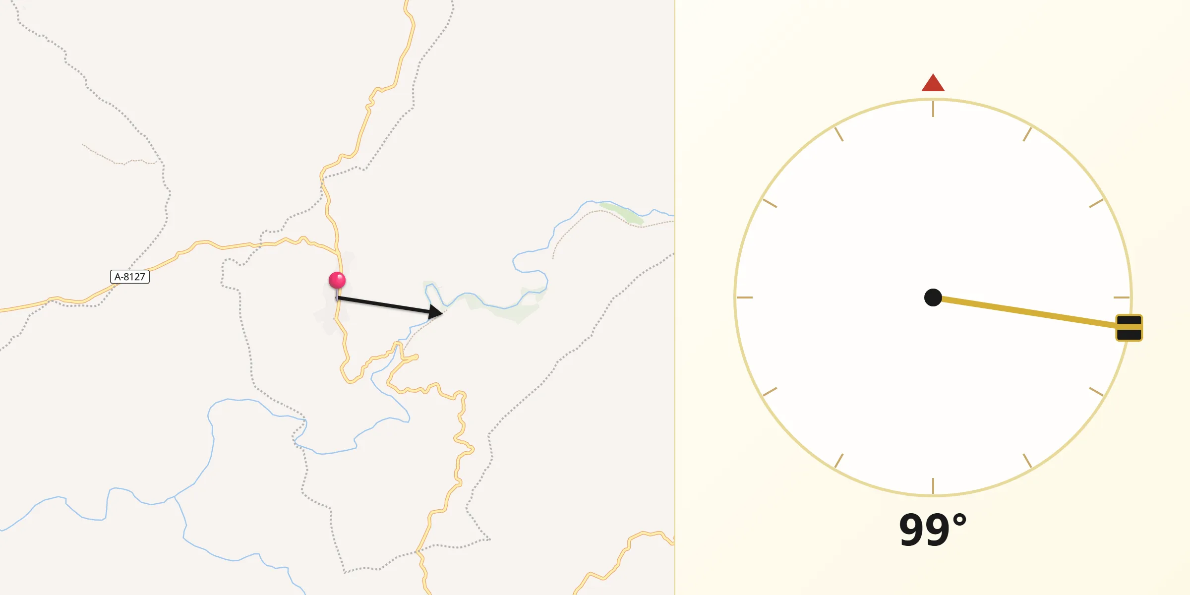 Dirección de la Qibla desde Coripe