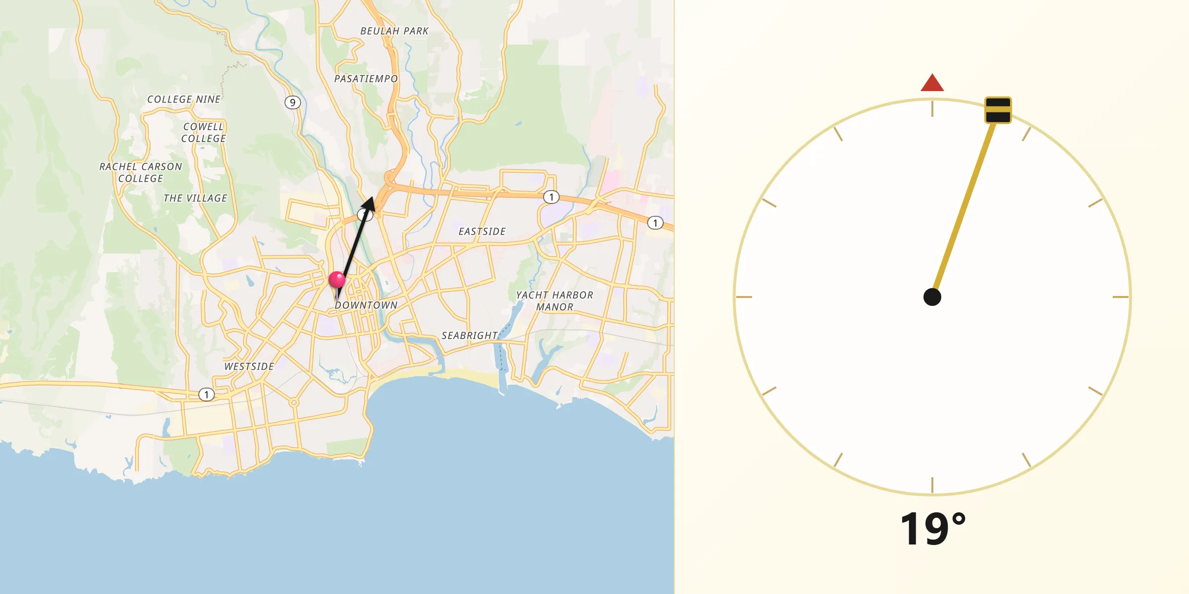 Qibla Direction from Santa Cruz