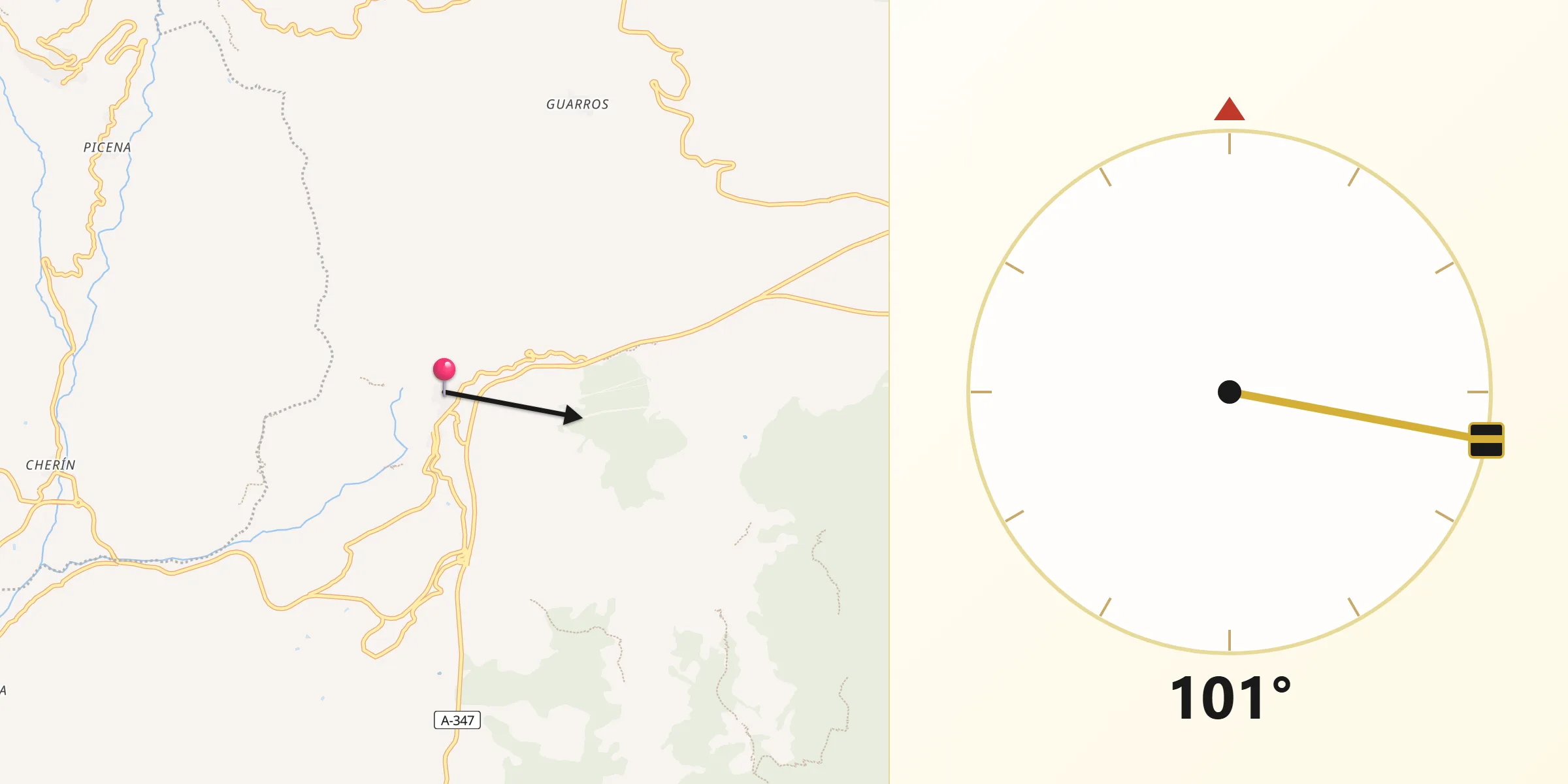 Dirección de la Qibla desde Alcolea
