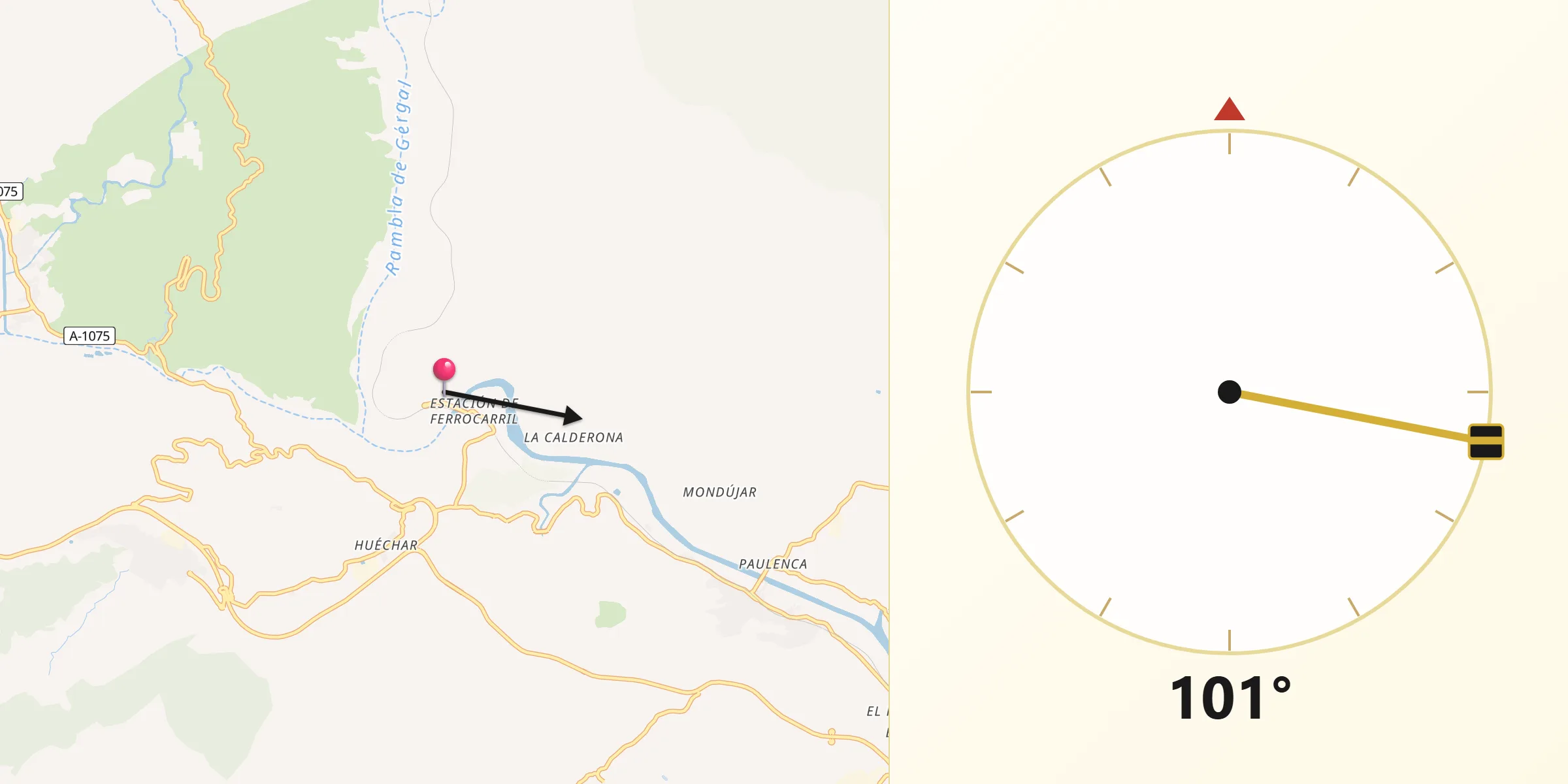 Dirección de la Qibla desde Santa Fe de Mondújar