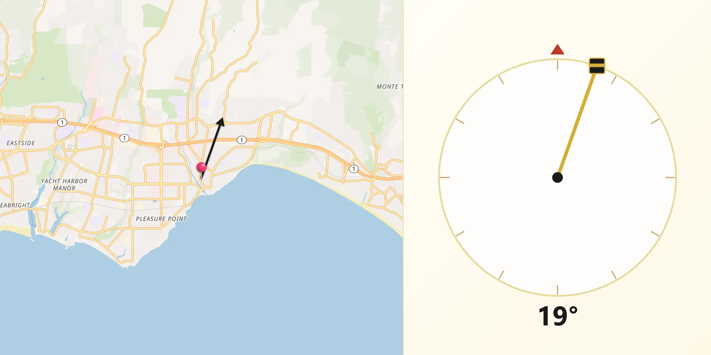 Qibla Direction from Capitola