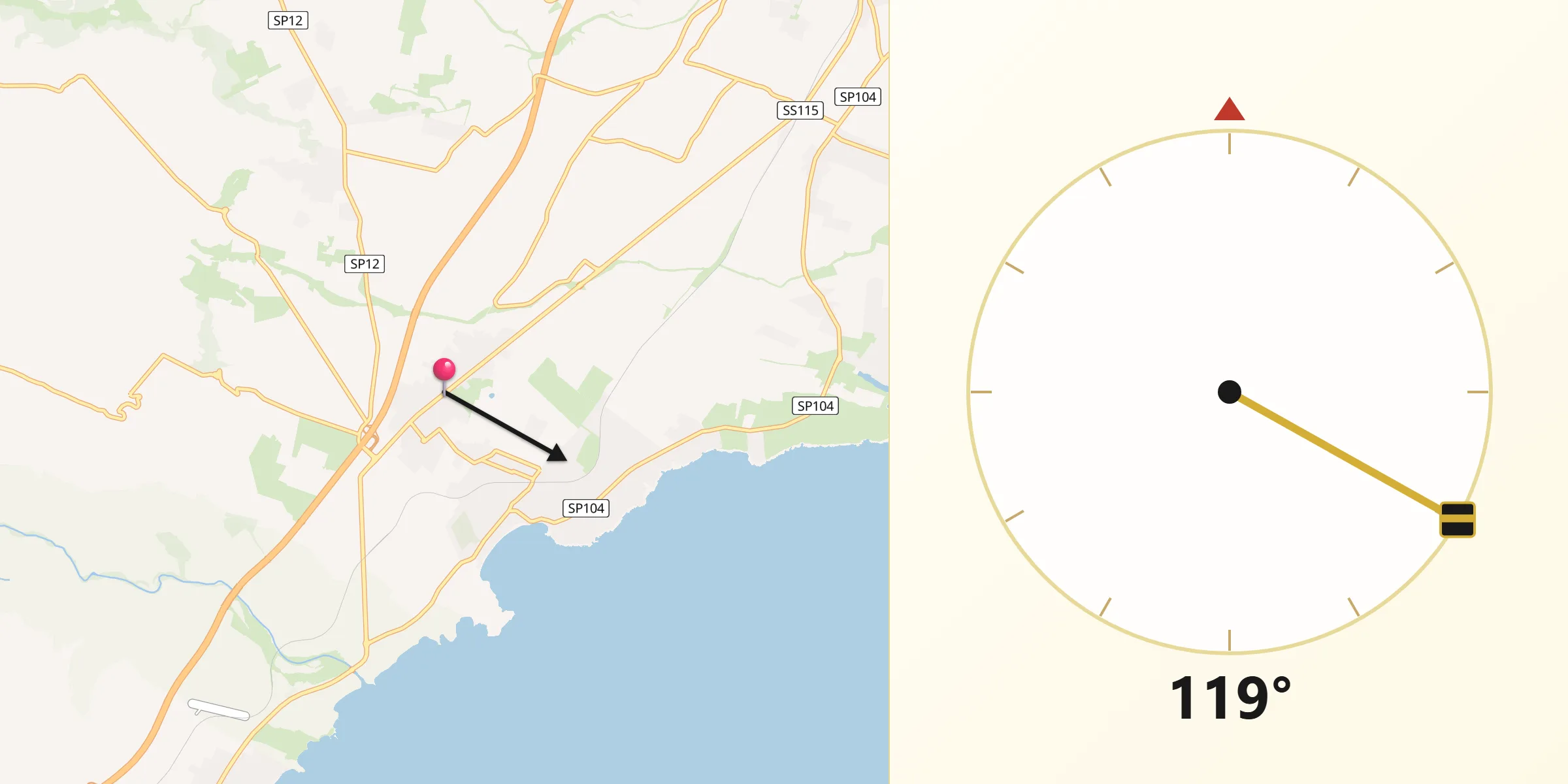 Direzione della Qibla da Cassibile