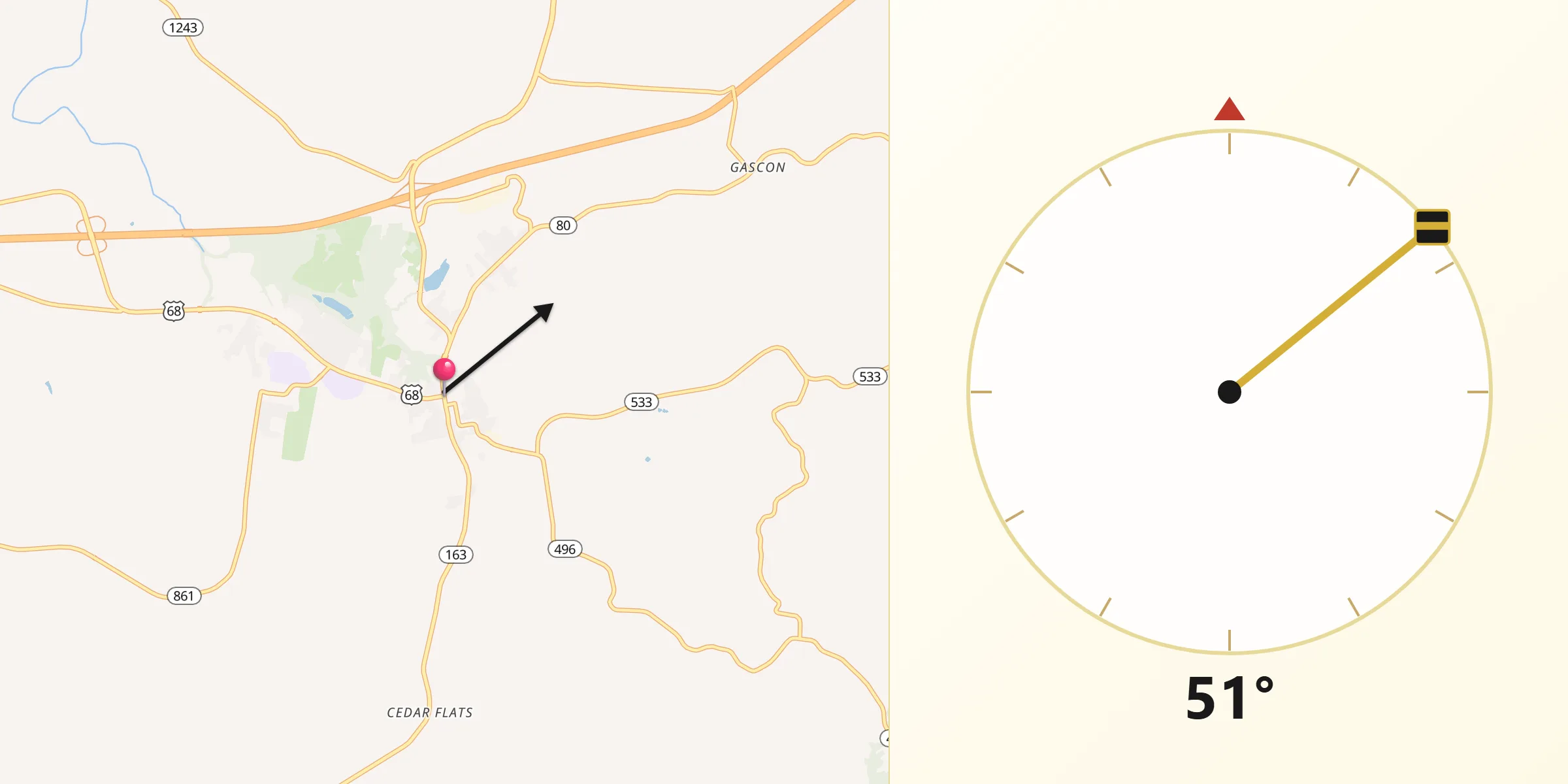Qibla Direction from Edmonton
