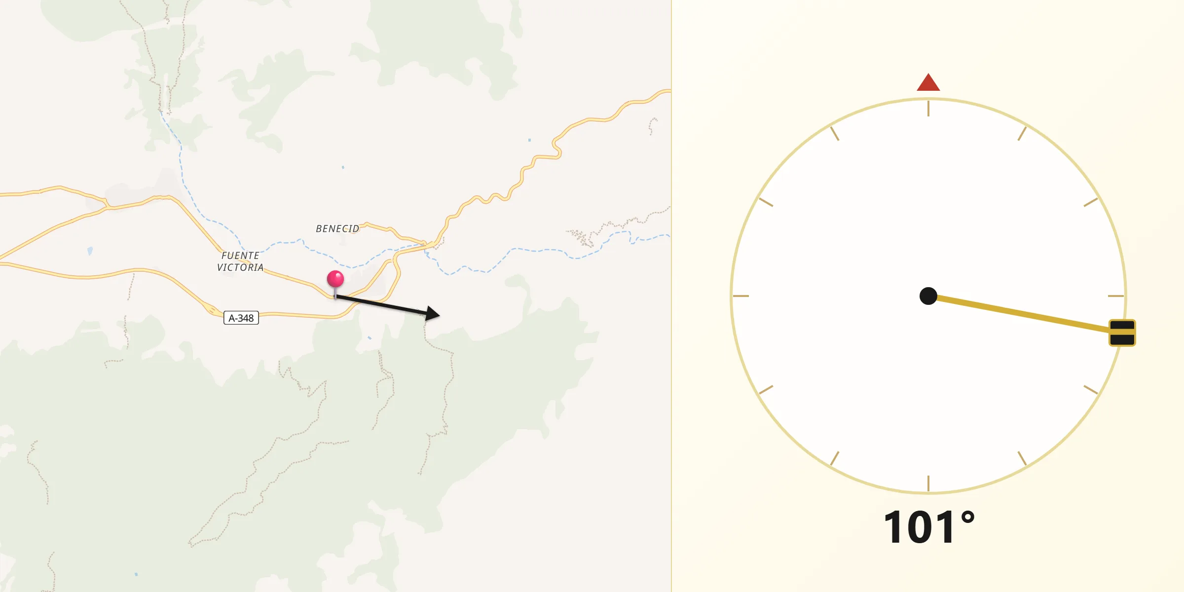Dirección de la Qibla desde Fondón