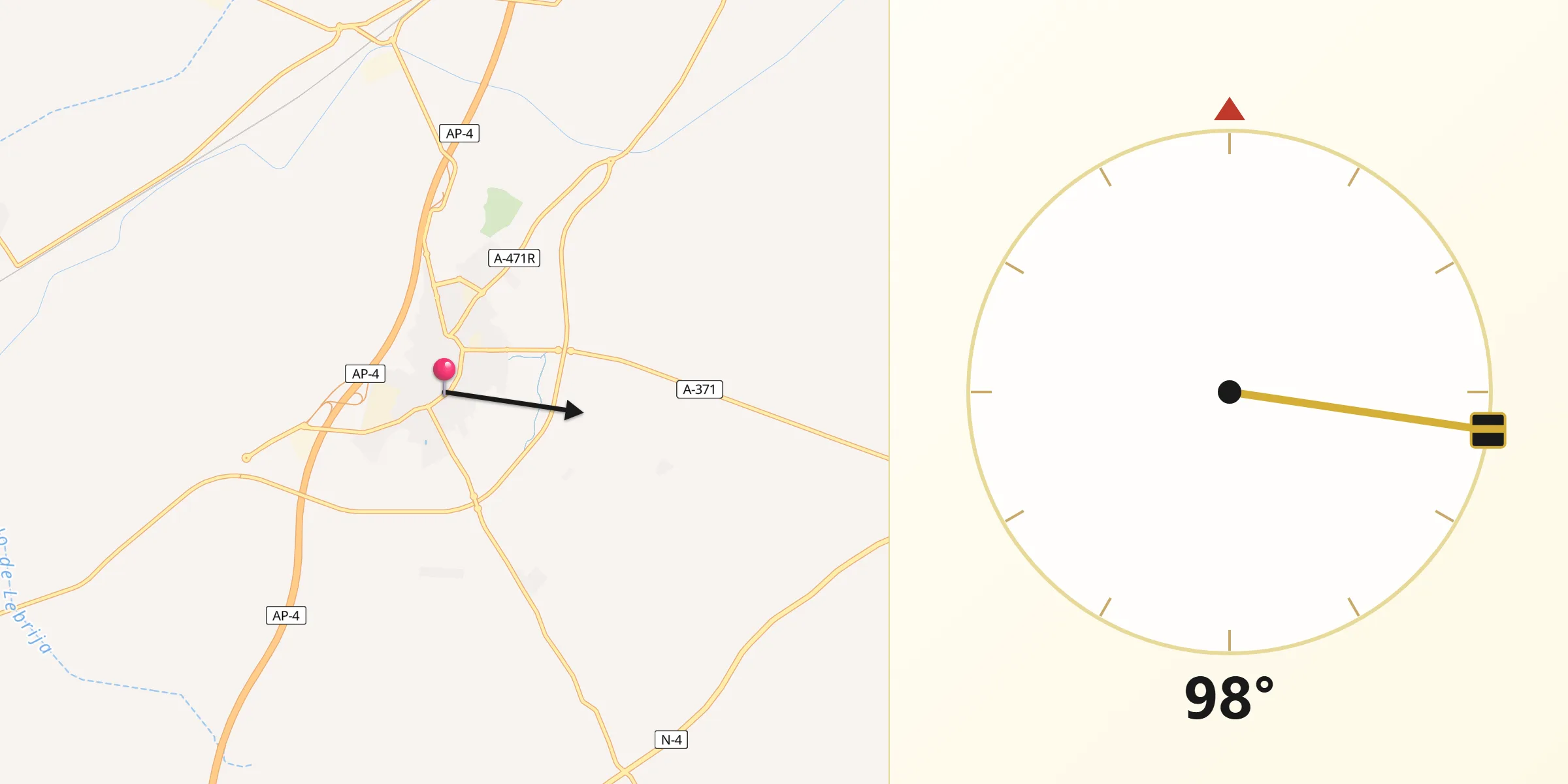 Dirección de la Qibla desde Las Cabezas de San Juan