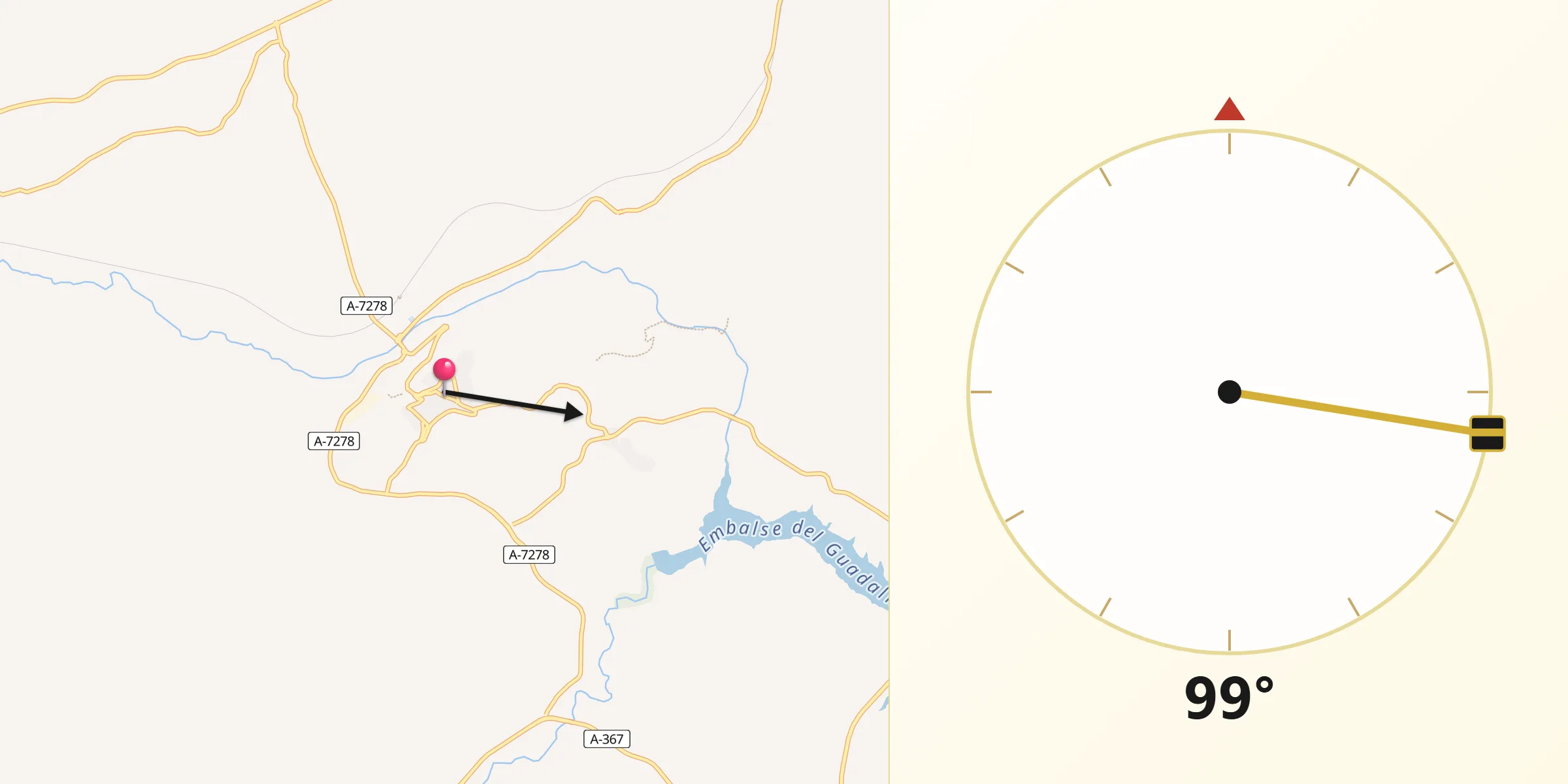 Dirección de la Qibla desde Teba