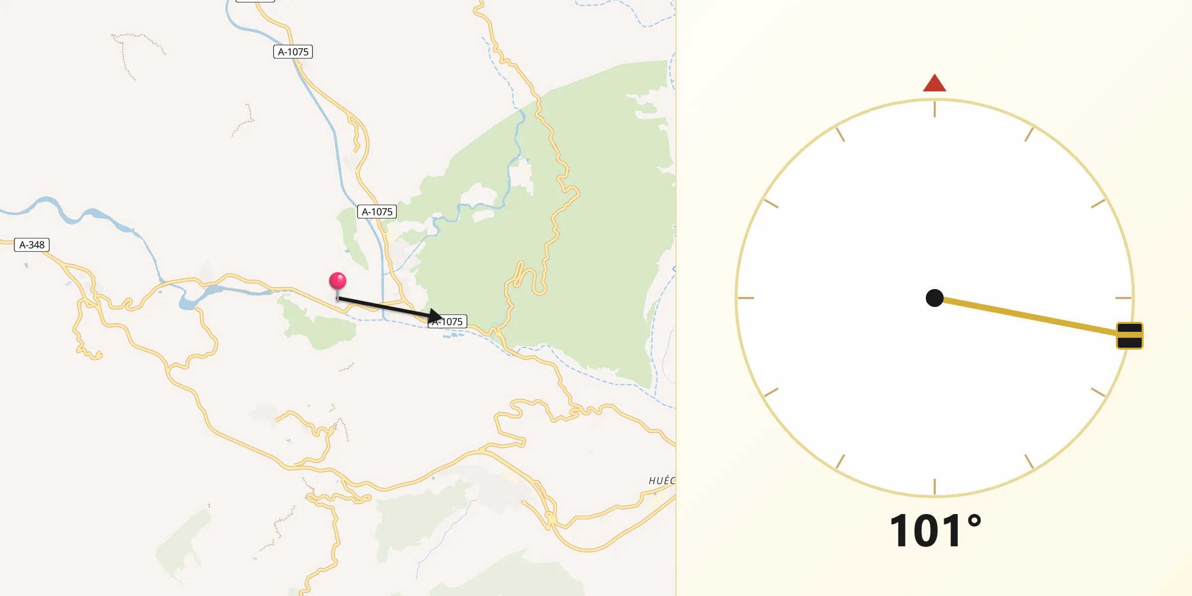 Dirección de la Qibla desde Terque