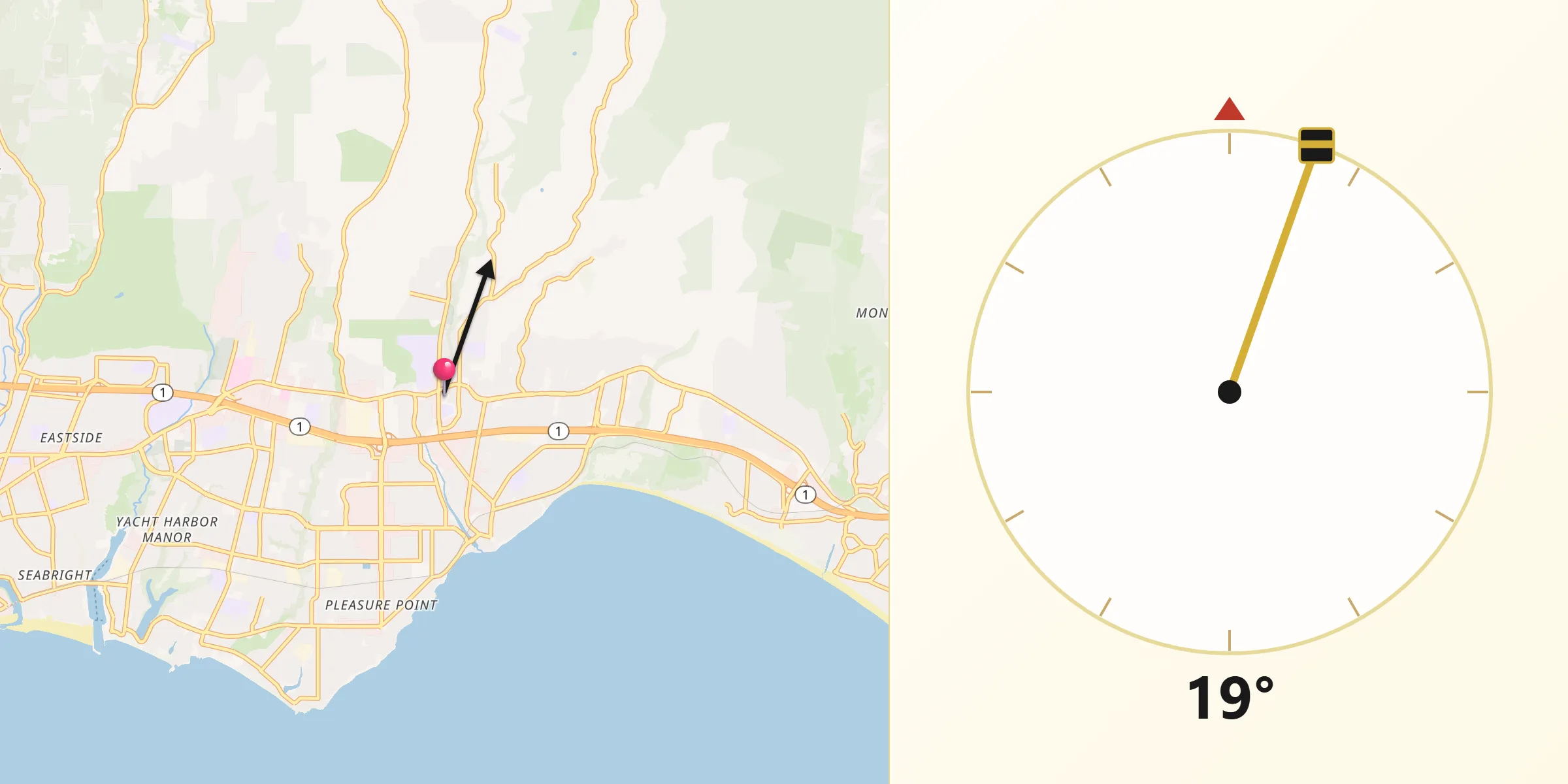 Qibla Direction from Soquel