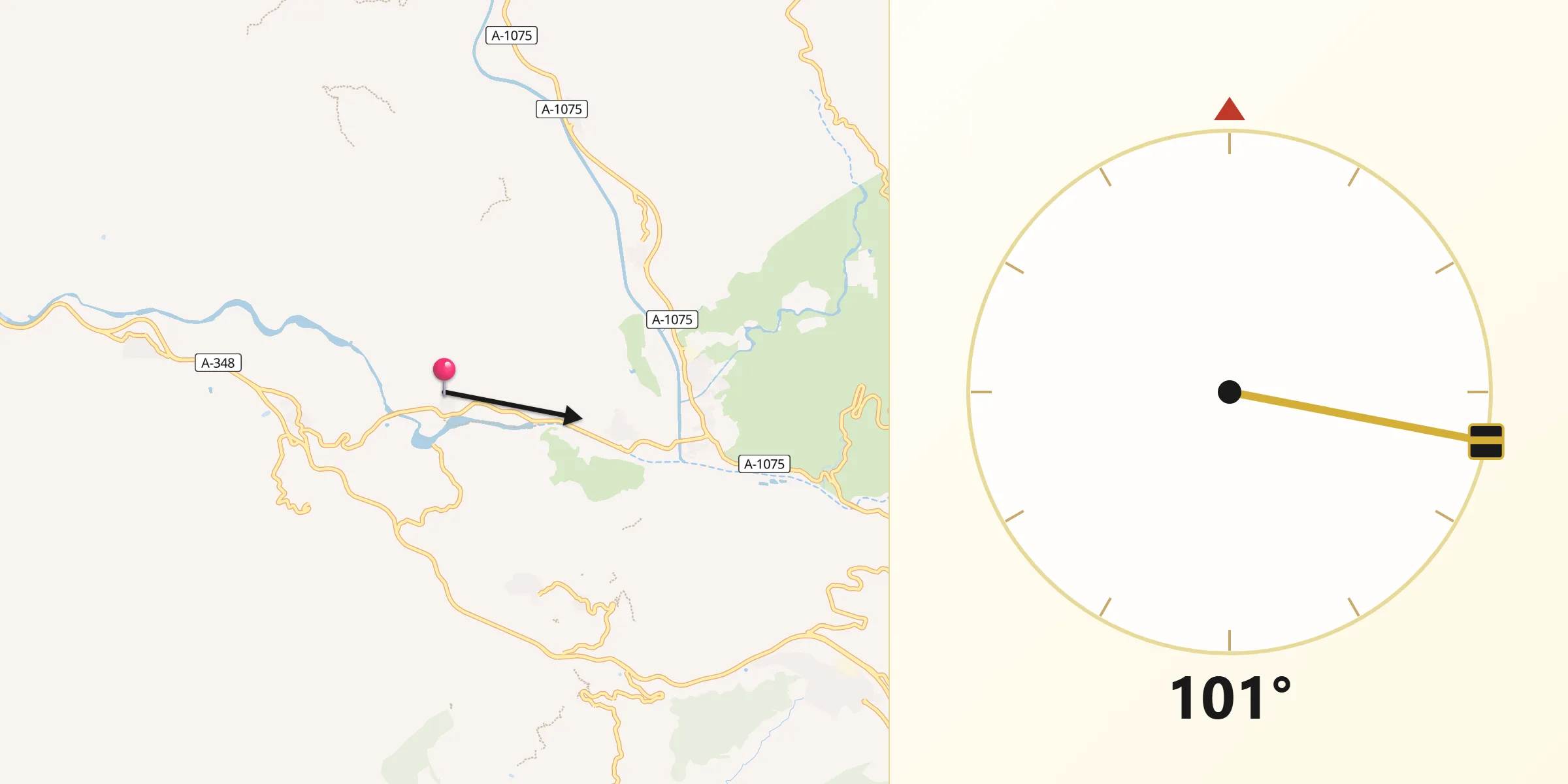 Dirección de la Qibla desde Bentarique