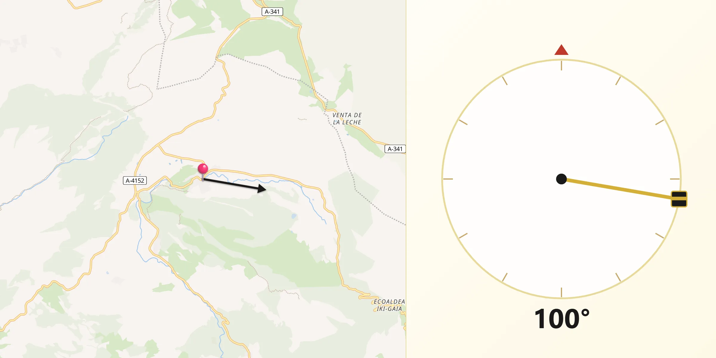 Dirección de la Qibla desde Alfarnate