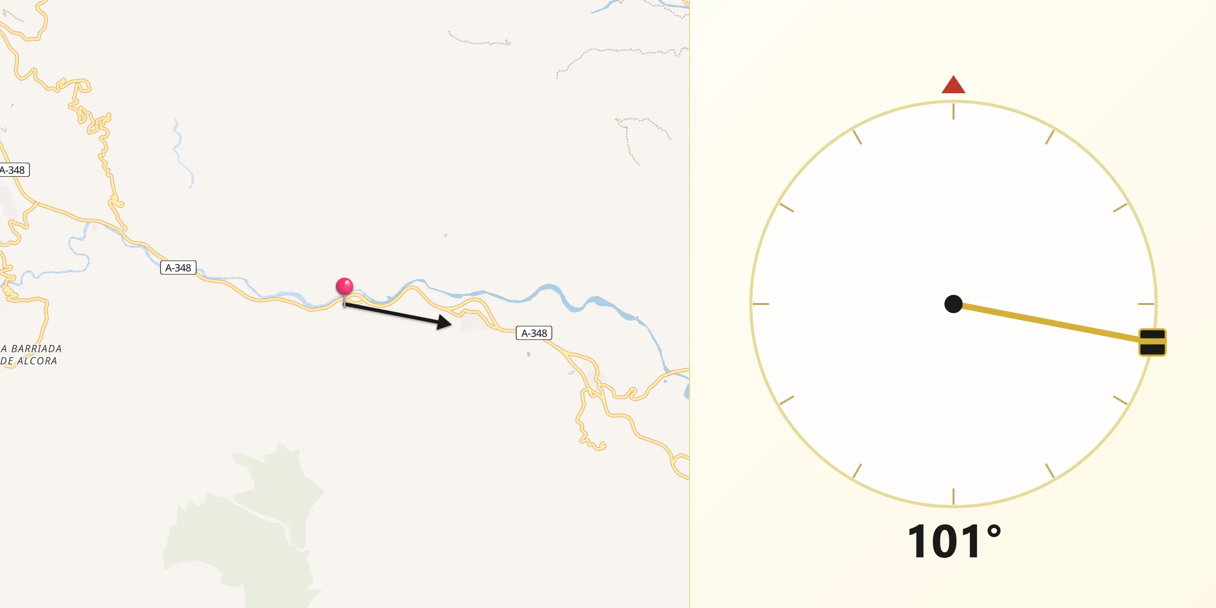 Dirección de la Qibla desde Rágol