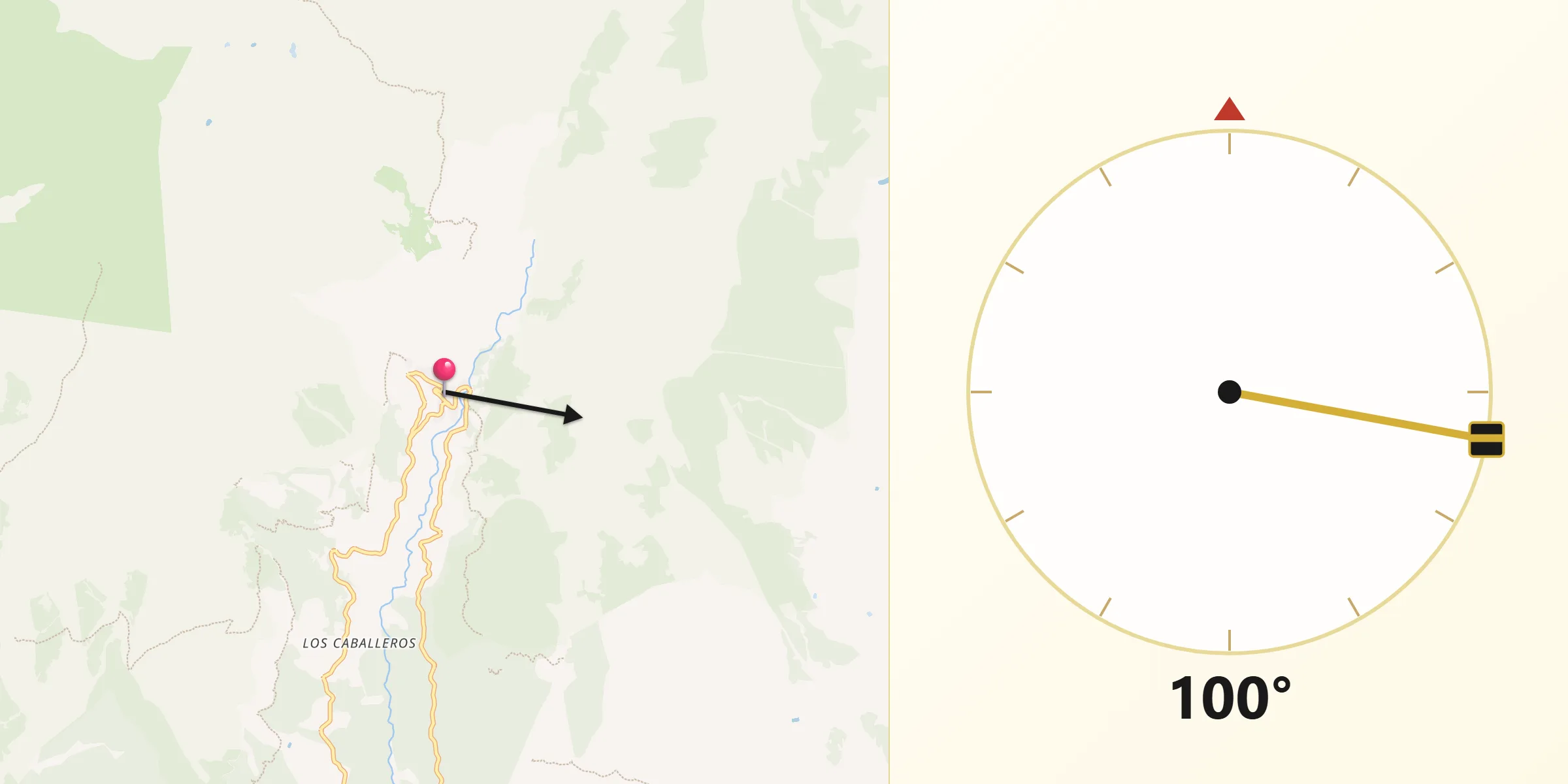 Dirección de la Qibla desde Trevélez