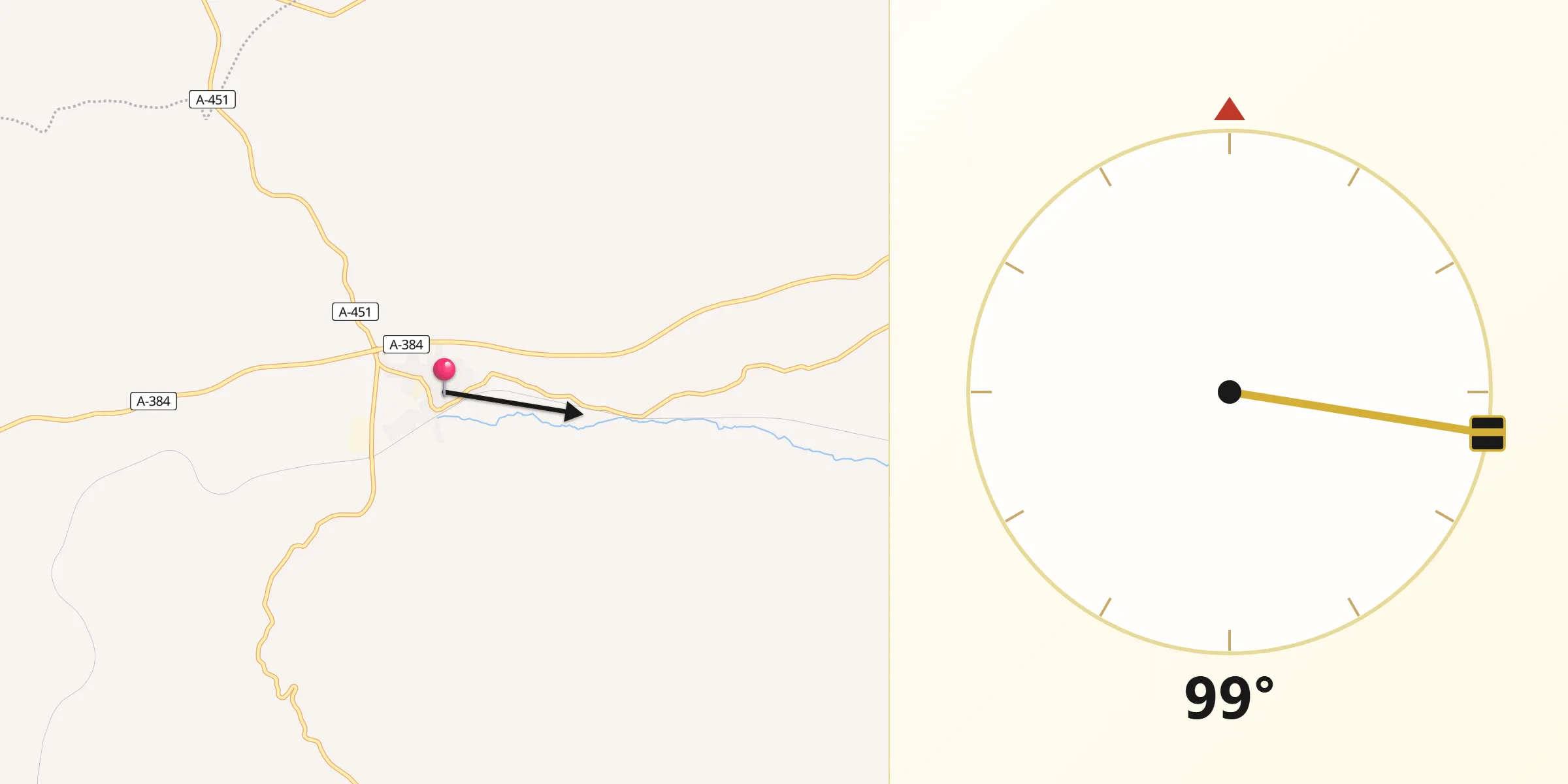 Dirección de la Qibla desde Almargen