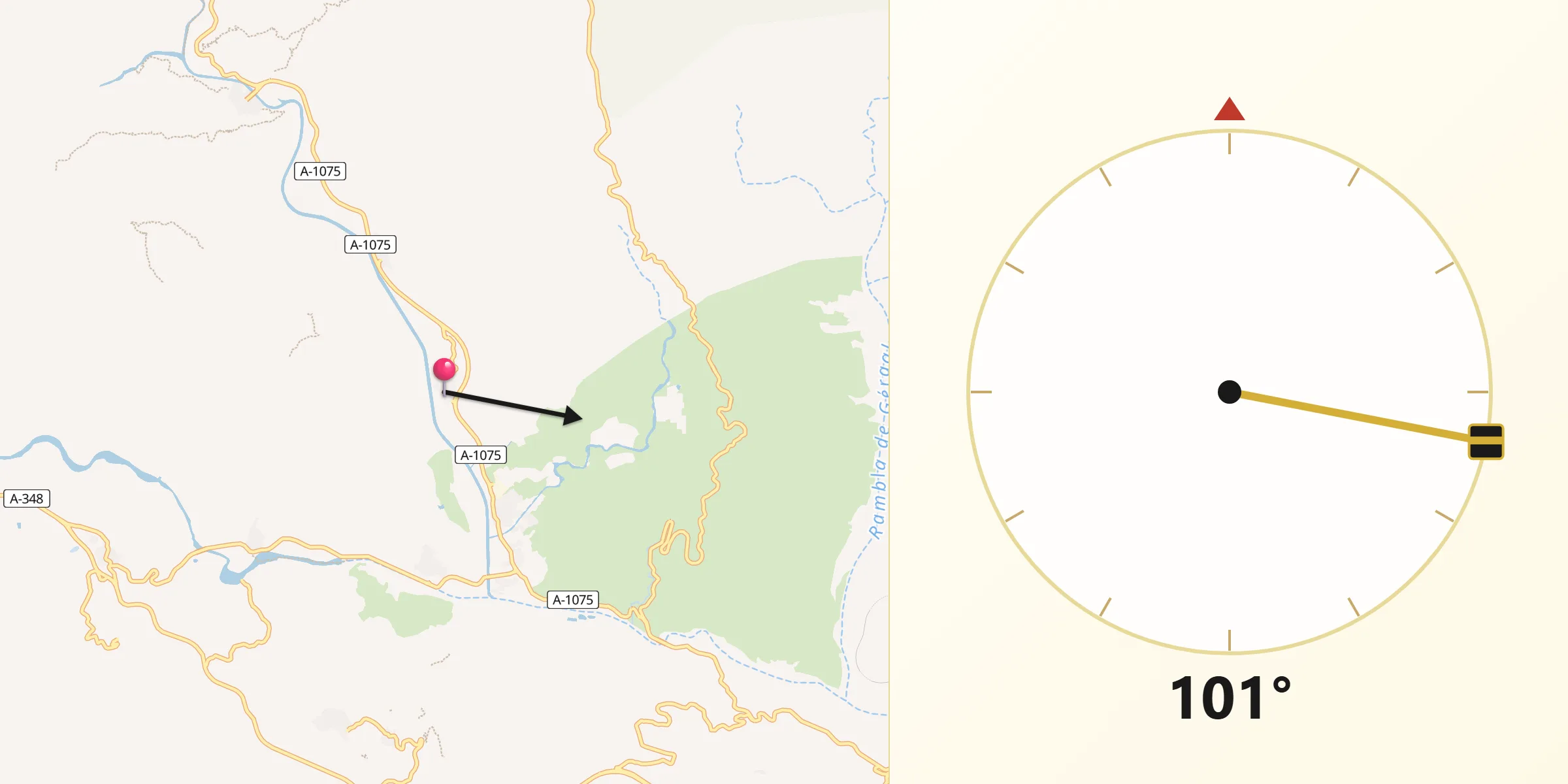 Dirección de la Qibla desde Alsodux