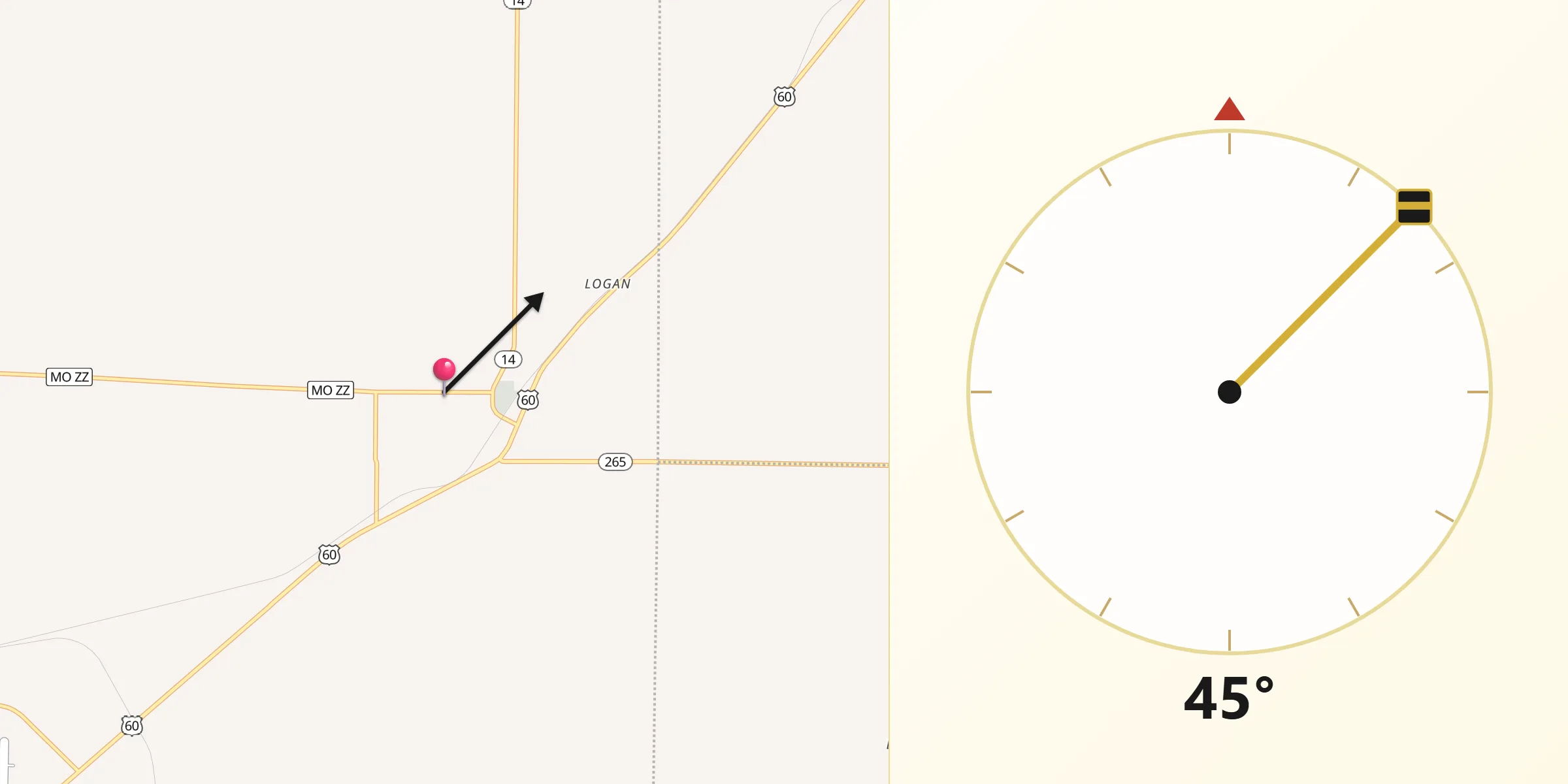 Qibla Direction from Marionville
