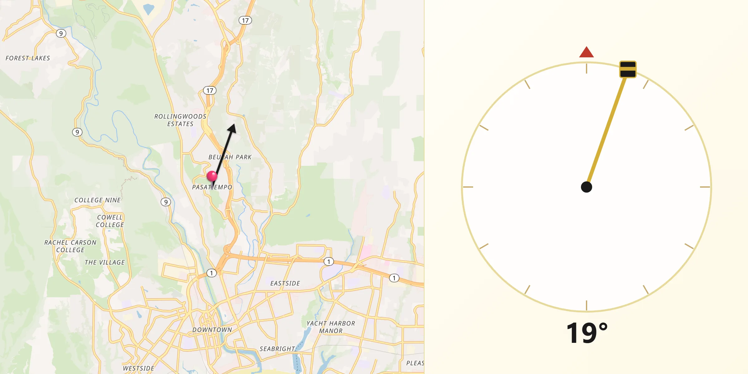 Qibla Direction from Pasatiempo