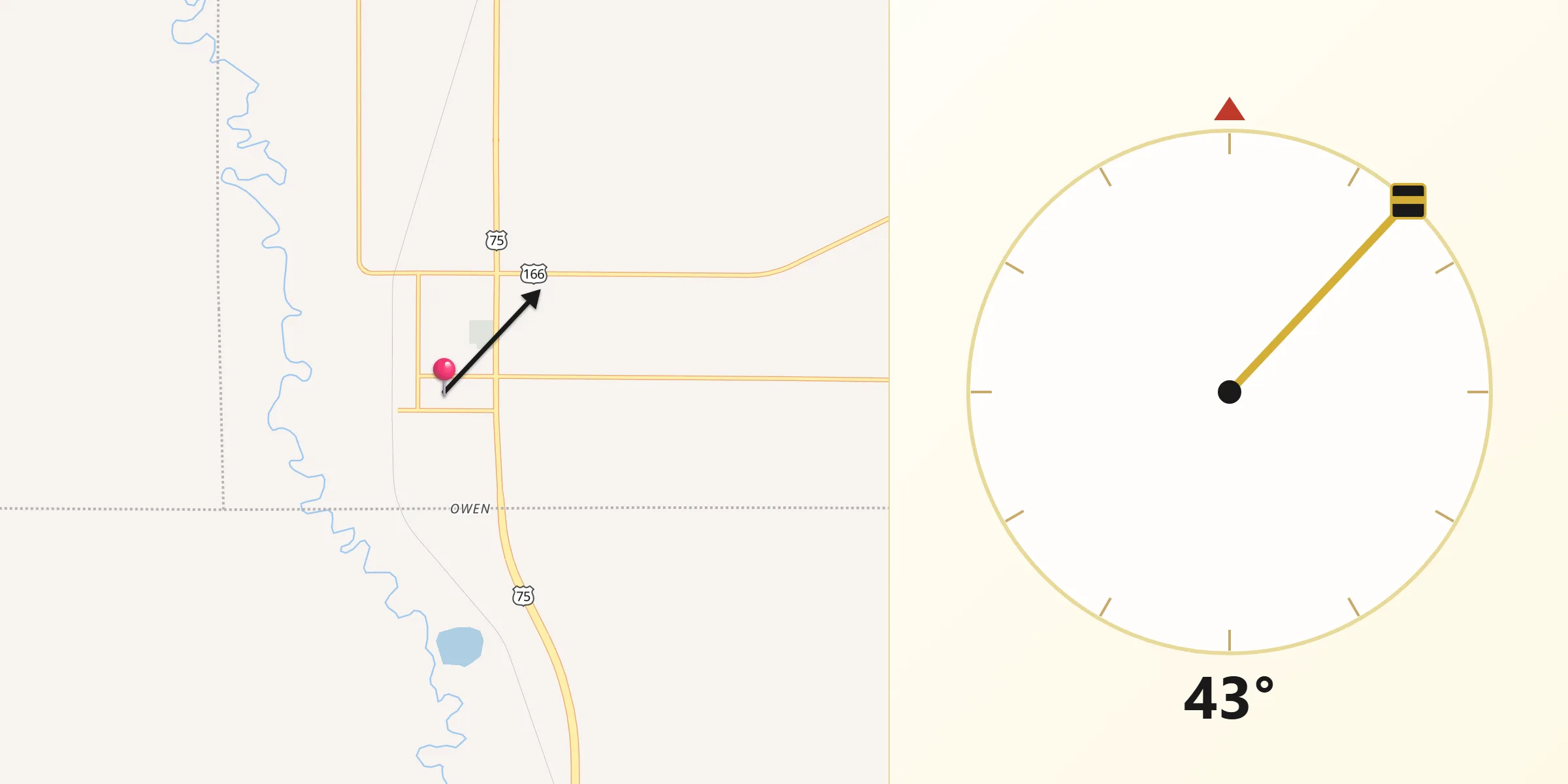 Qibla Direction from Caney
