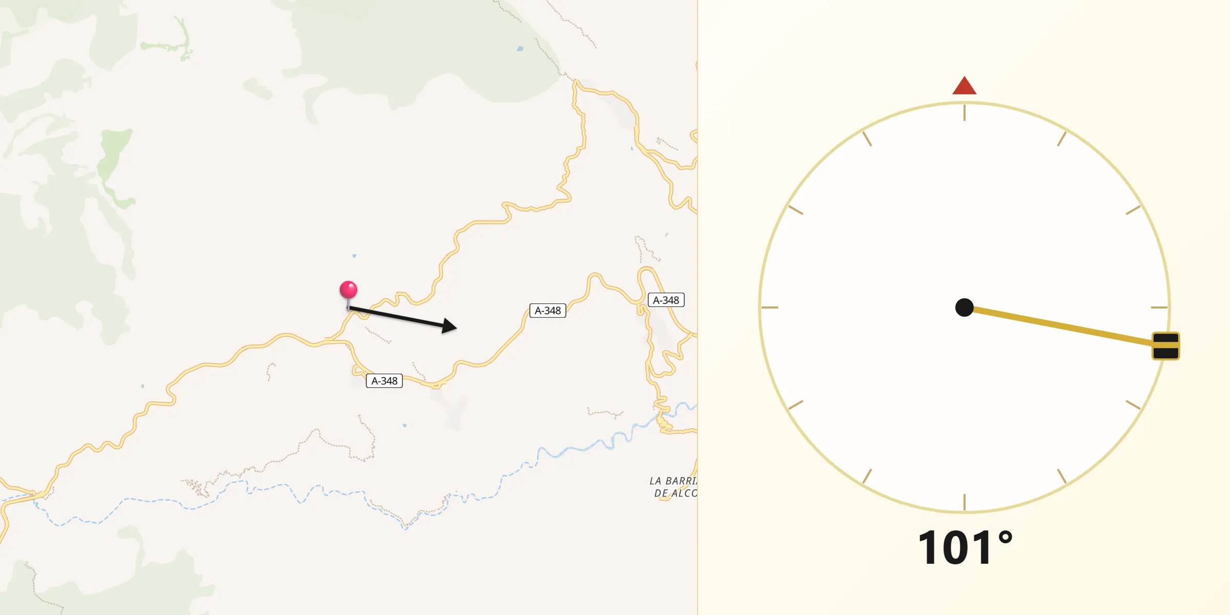 Dirección de la Qibla desde Beires