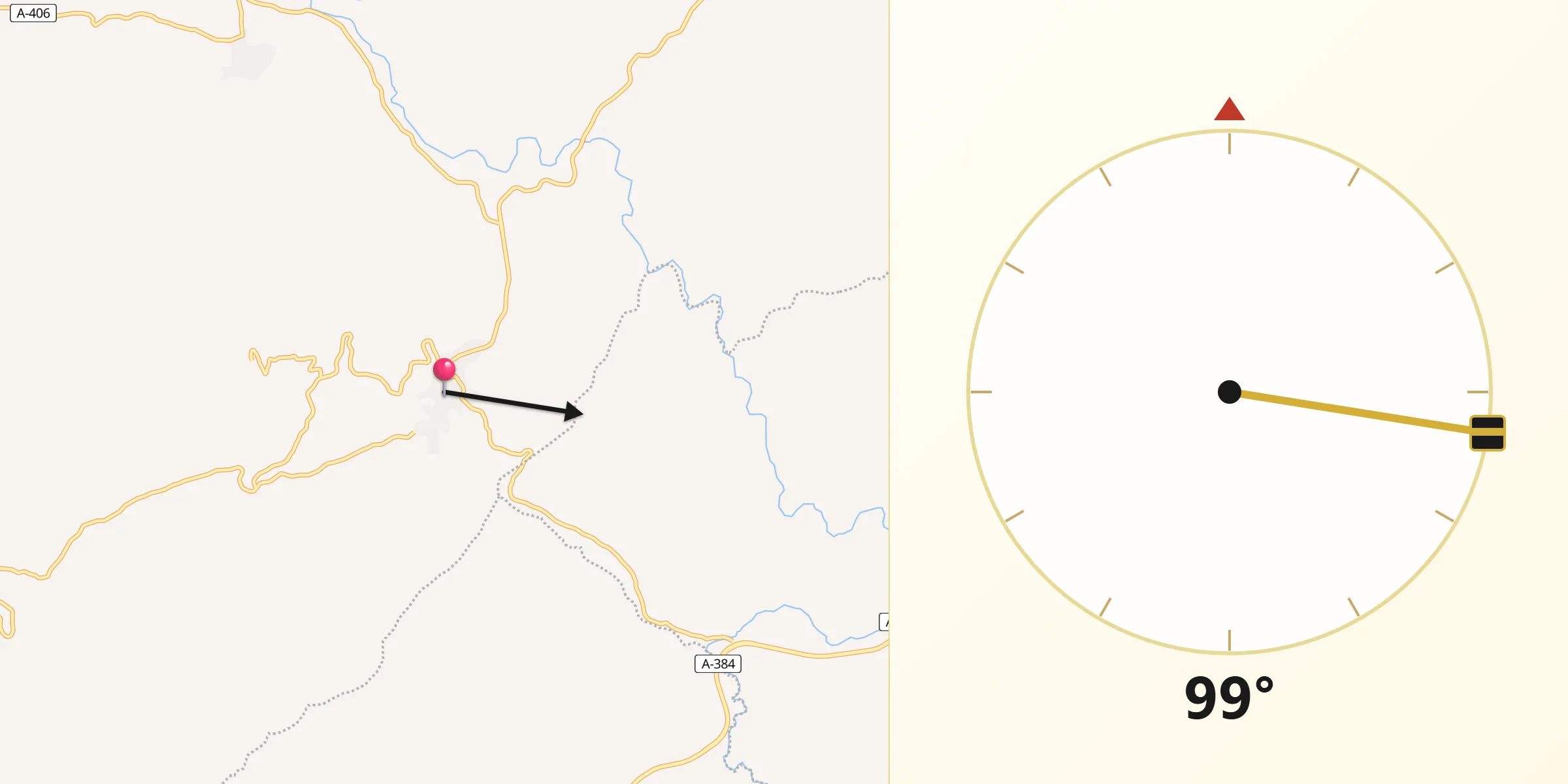 Dirección de la Qibla desde Algámitas